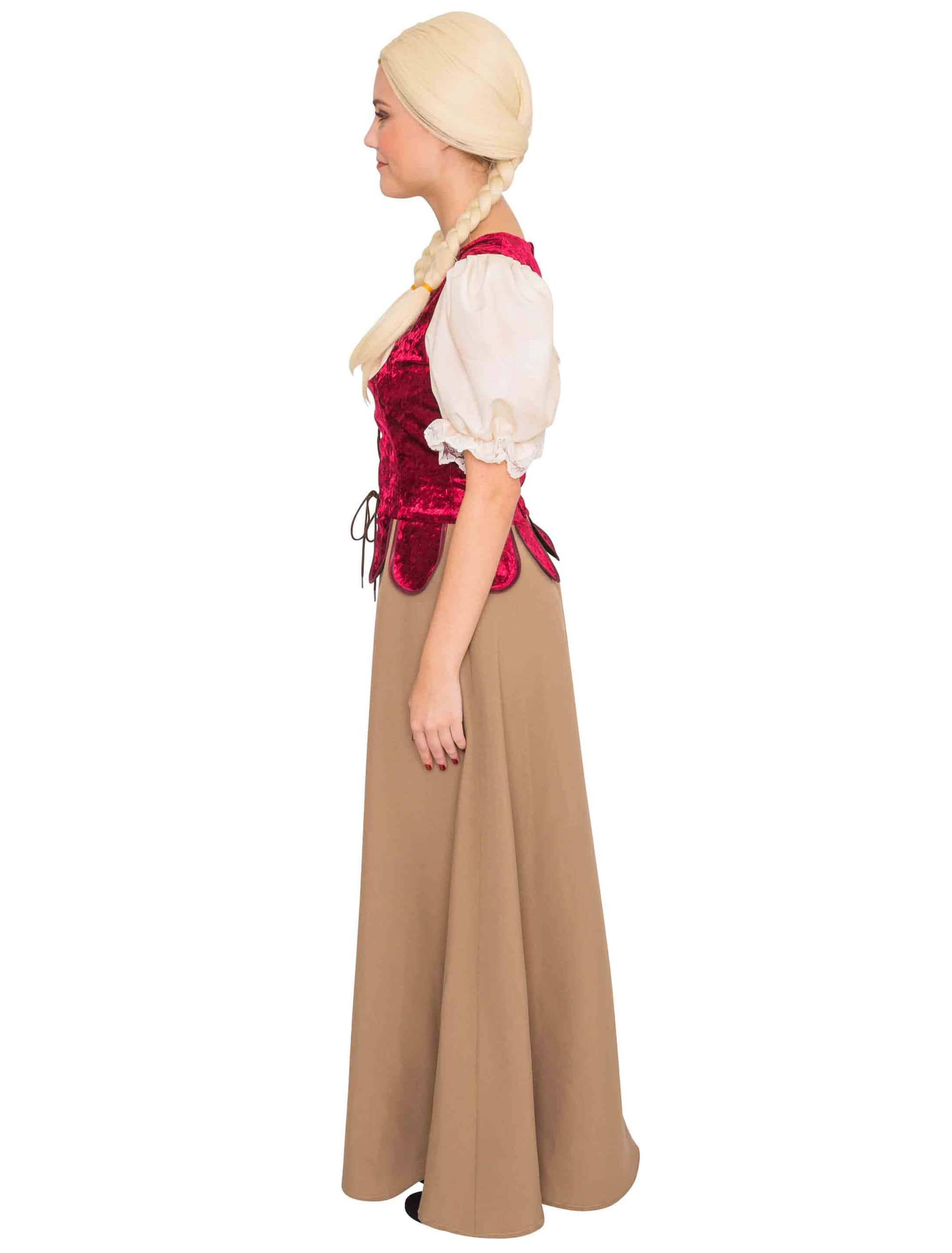 Kleid Bäuerin Mittelalter Damen braun/rot S