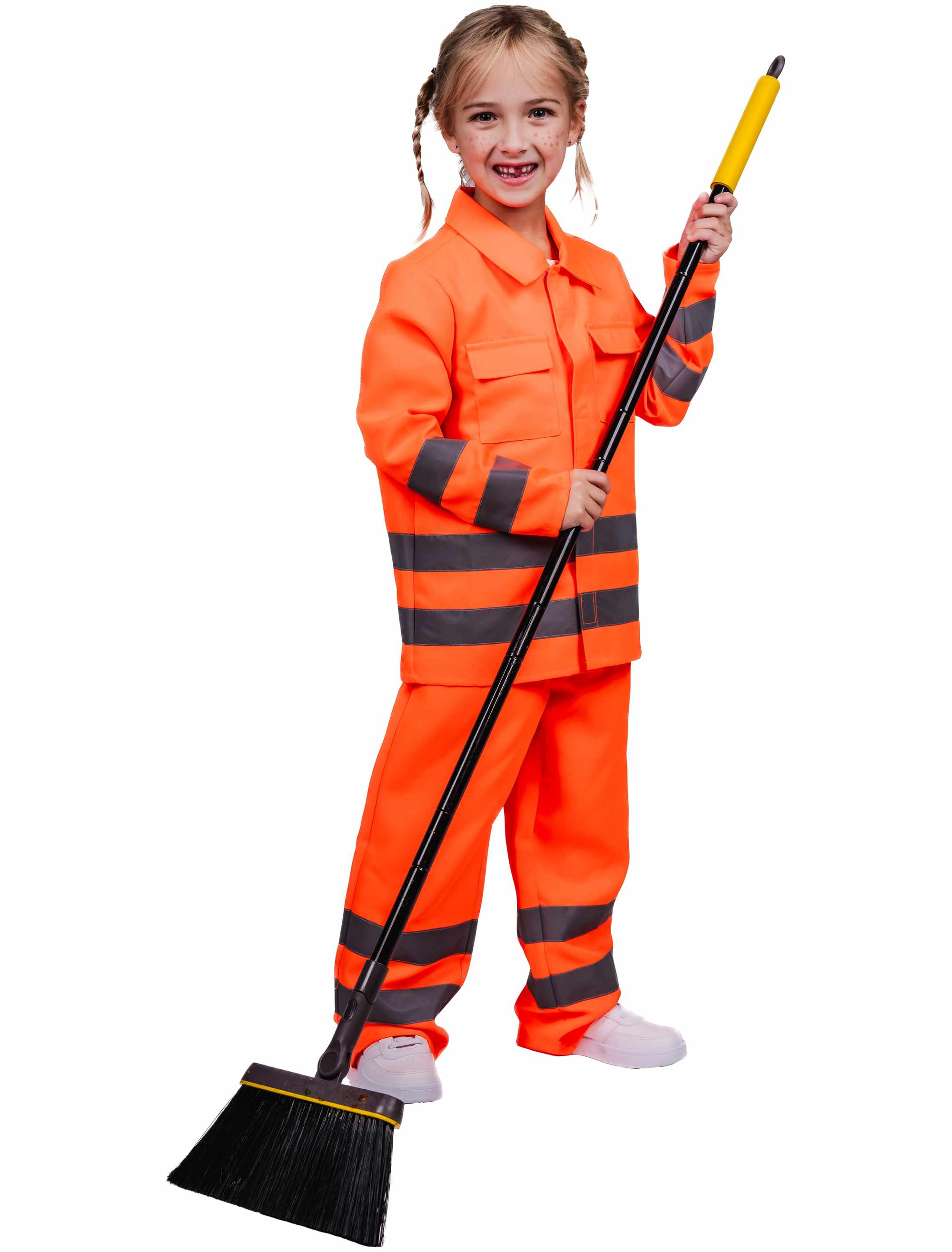 Kostüm Müllmann Kinder neonorange 152