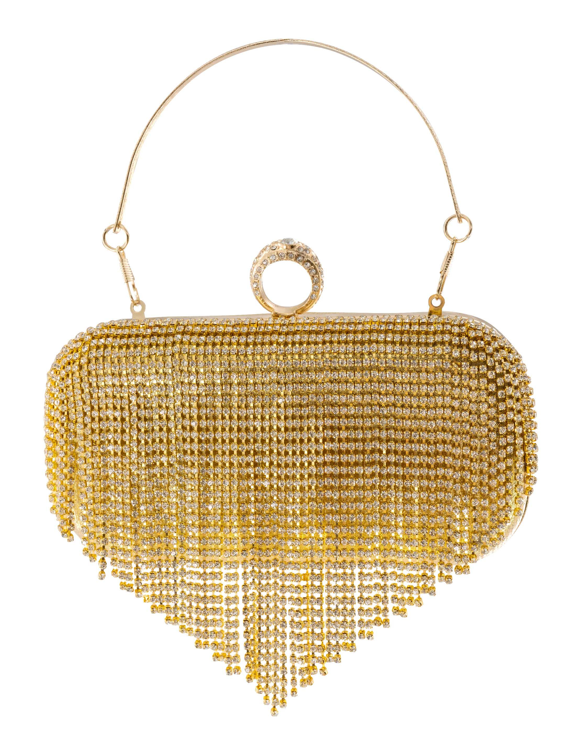 Handtasche mit Strasssteinen Damen gold