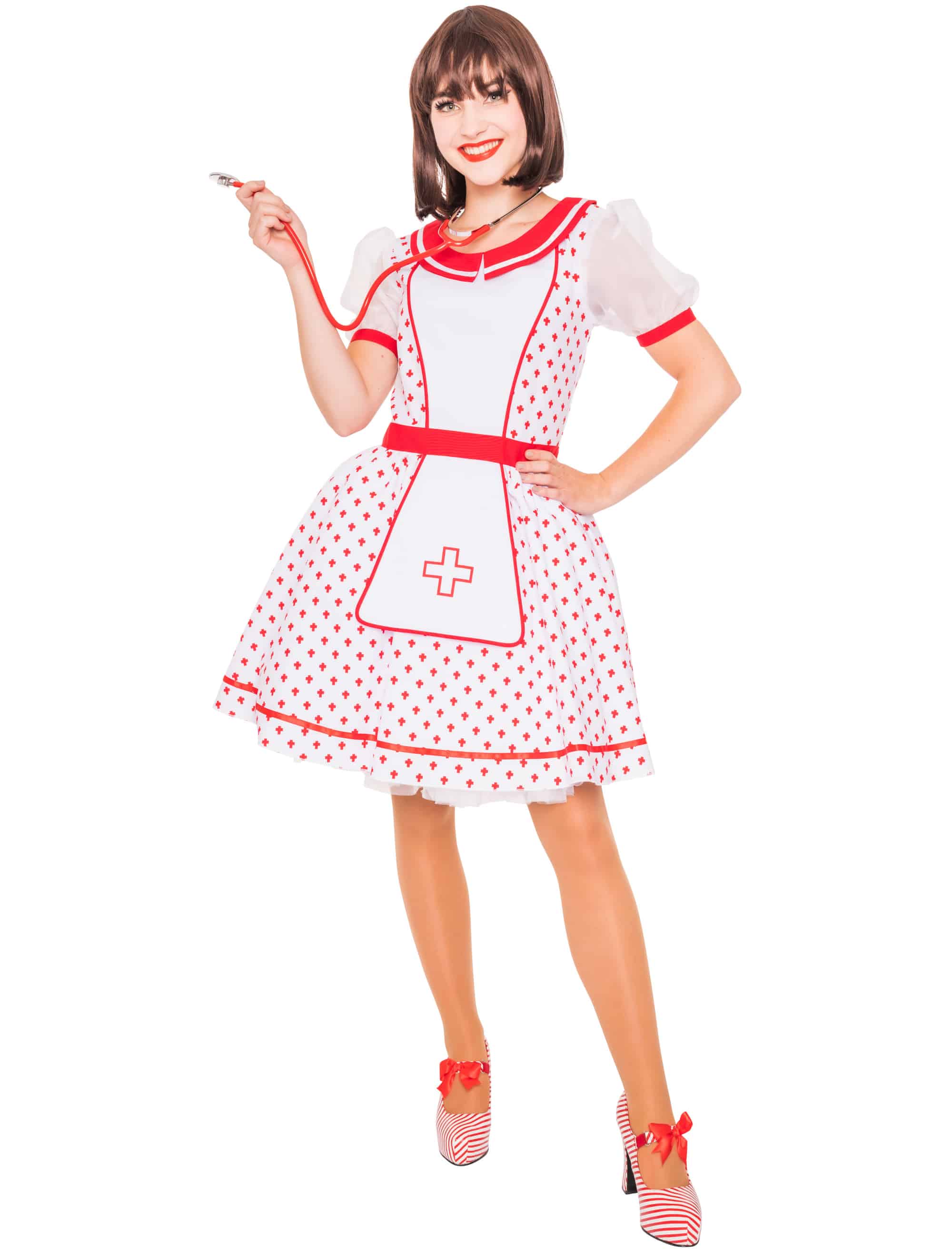 Kleid Krankenschwester mit Kreuz Damen rot/weiß S