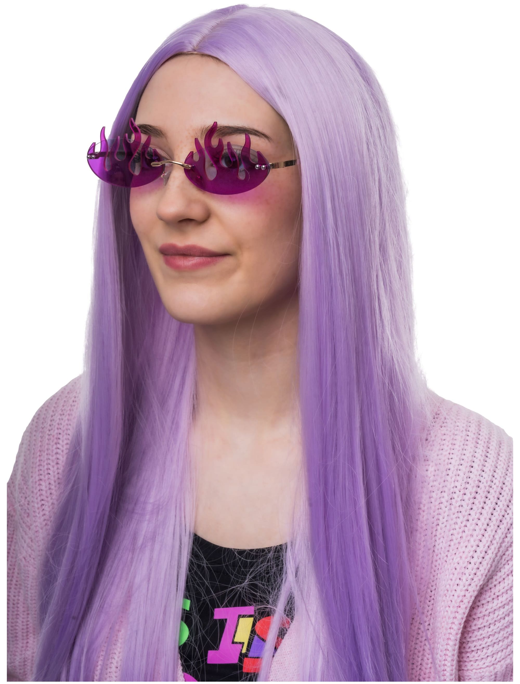 Brille mit Flammen lila