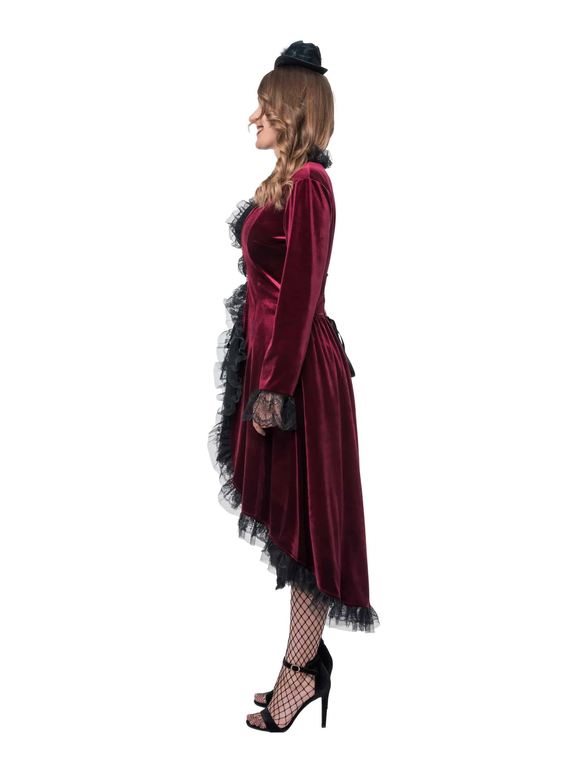 Mantel Samt mit Schnallen und Spitze Damen bordeaux L/XL