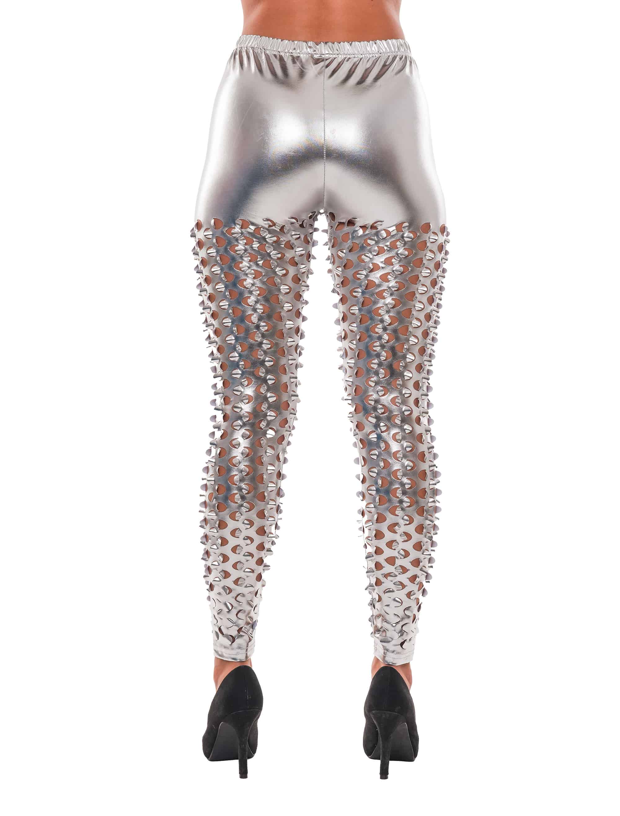 Leggings mit Lochmuster Damen silber L/XL