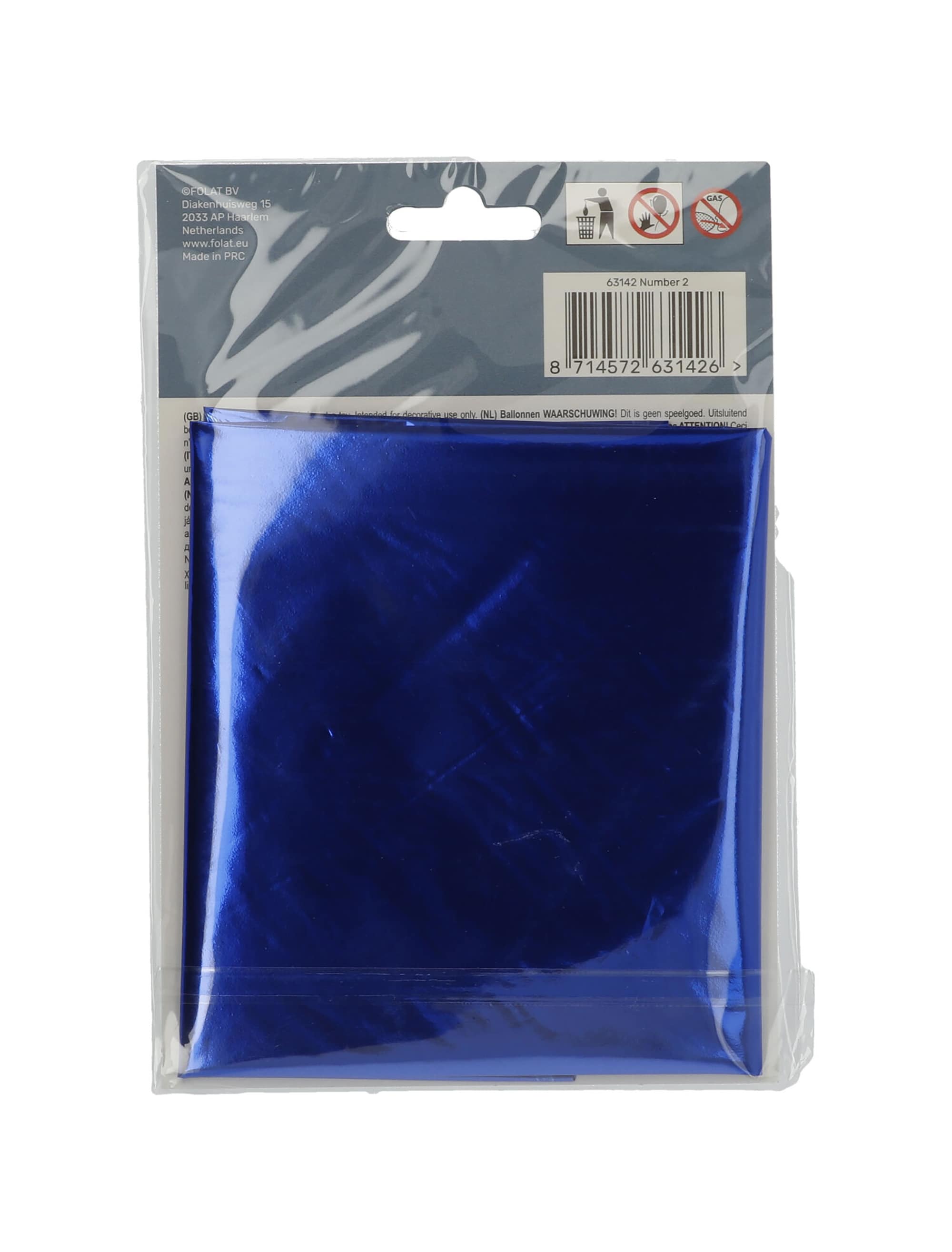 Folienballon Zahl 2 L blau