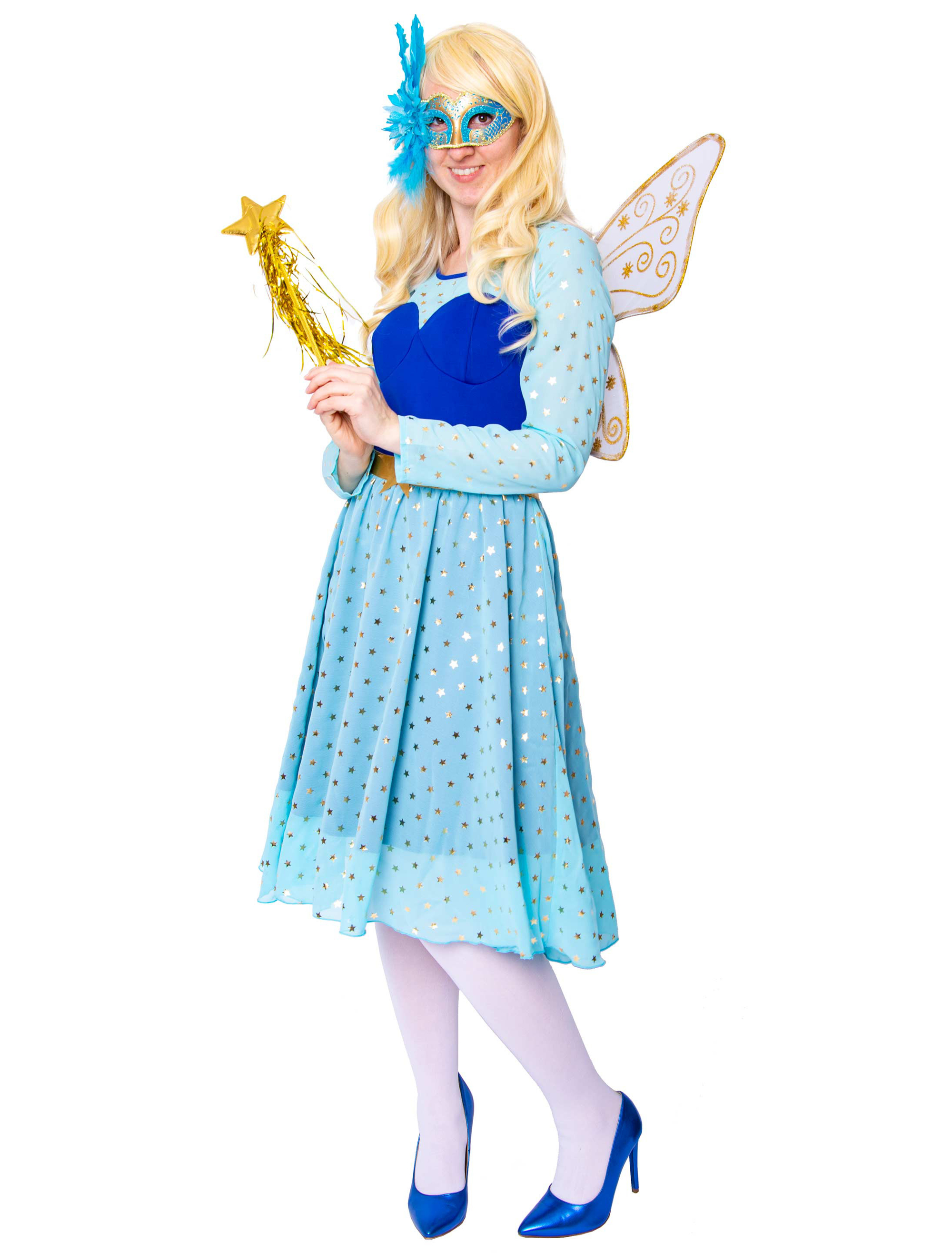 Kleid mit Sternen Damen blau M