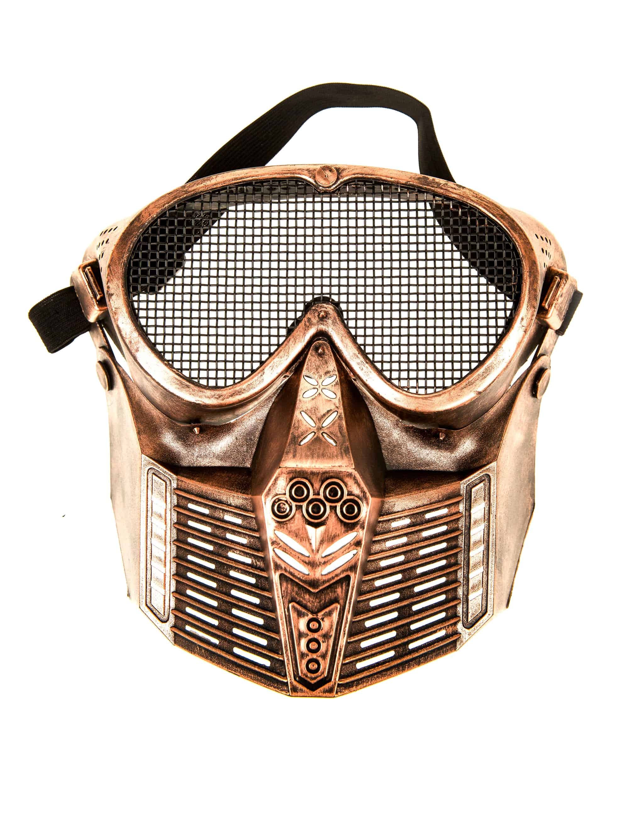 Maske Steampunk mit Netz kupfer