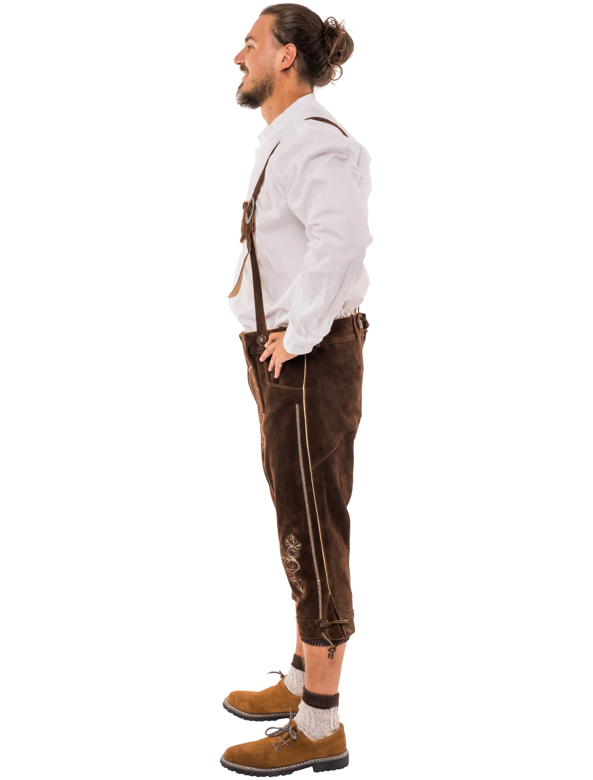 Lederhose Josef 3/4 lang Herren dunkelbraun L