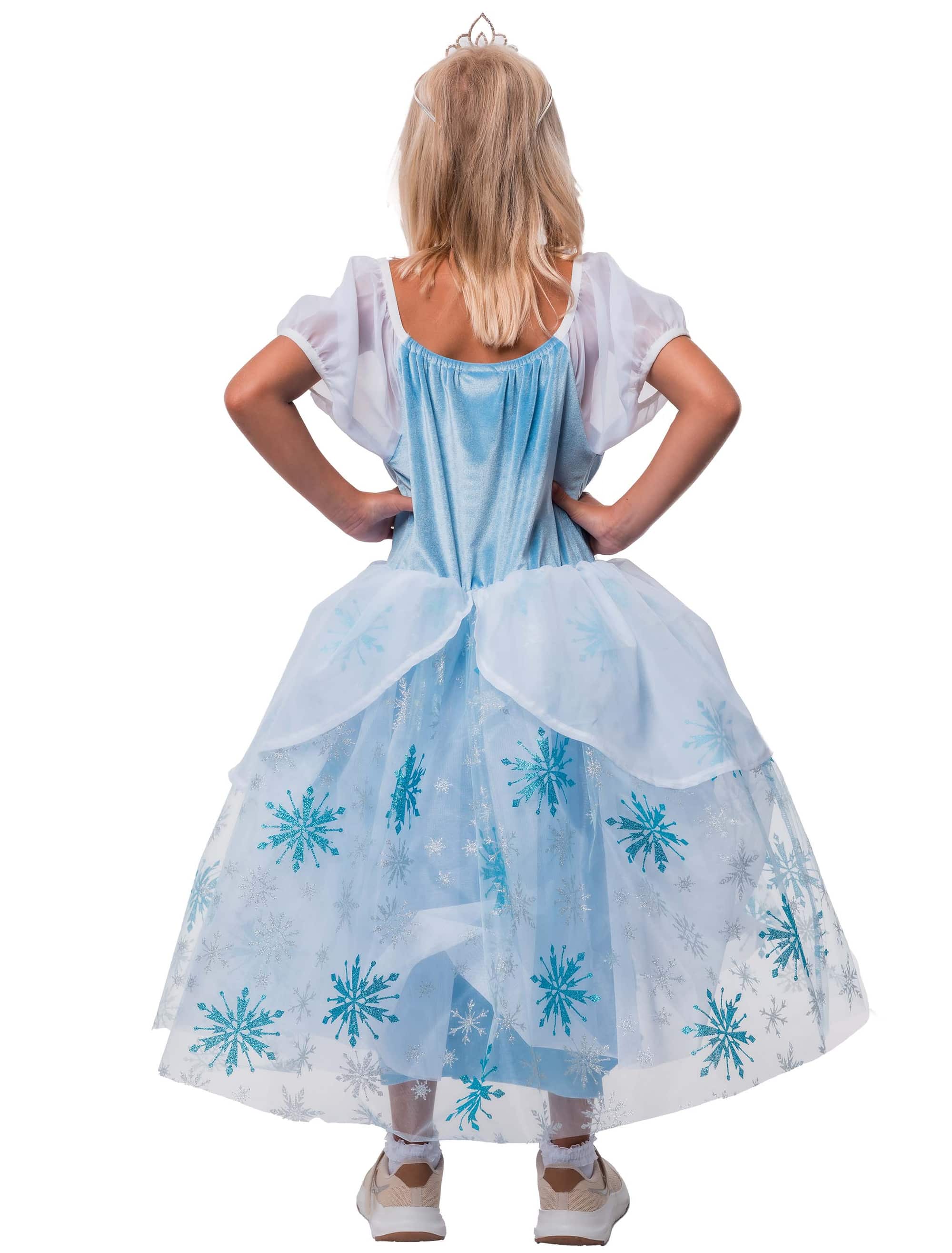 Kleid Schneeflocken-Prinzessin mit LED Kinder weiß/blau 128