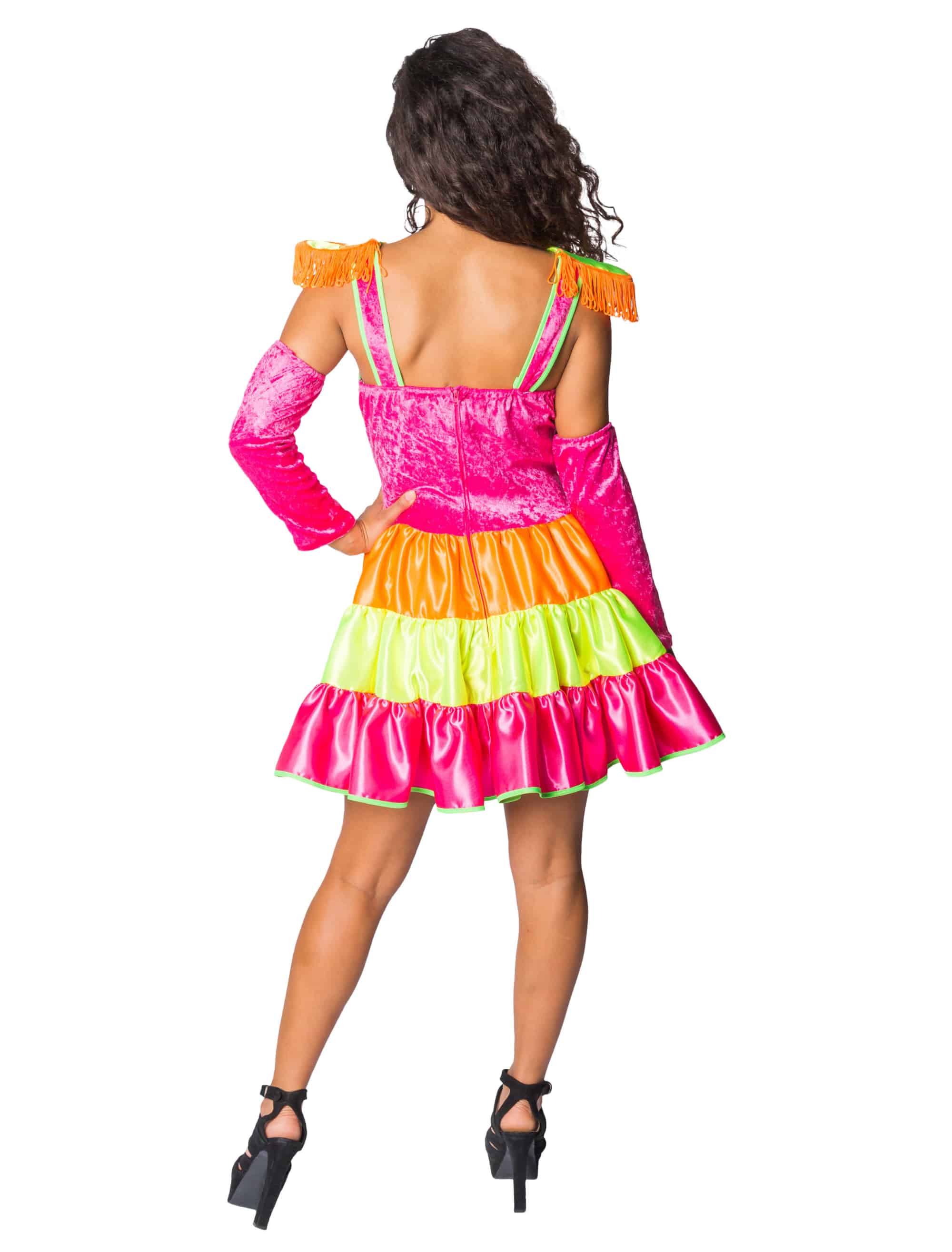 Kleid 80er Jahre 2-tlg. Damen bunt L
