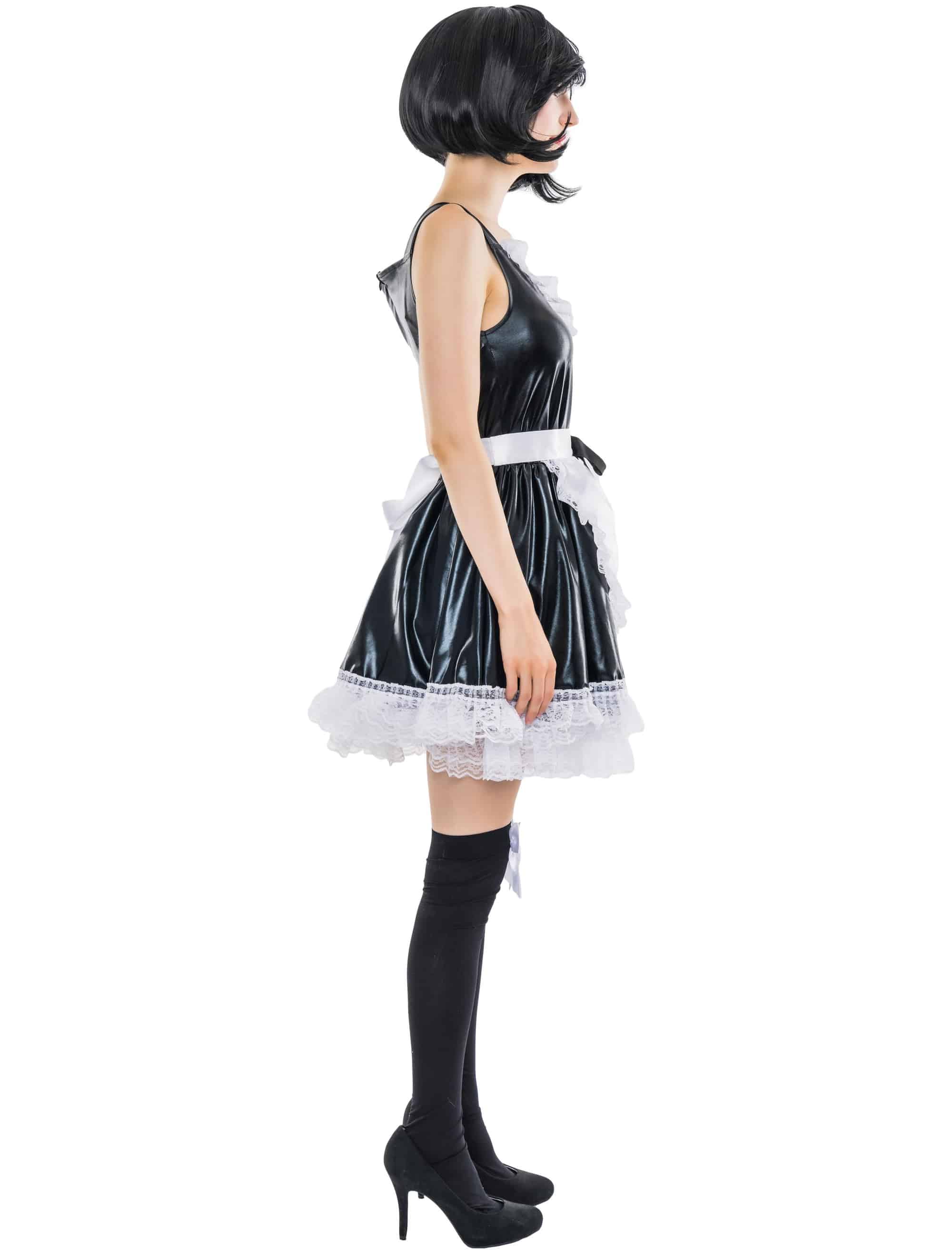 Trägerkleid Dienstmädchen 2-tlg. Damen schwarz/weiß 2XL/3XL