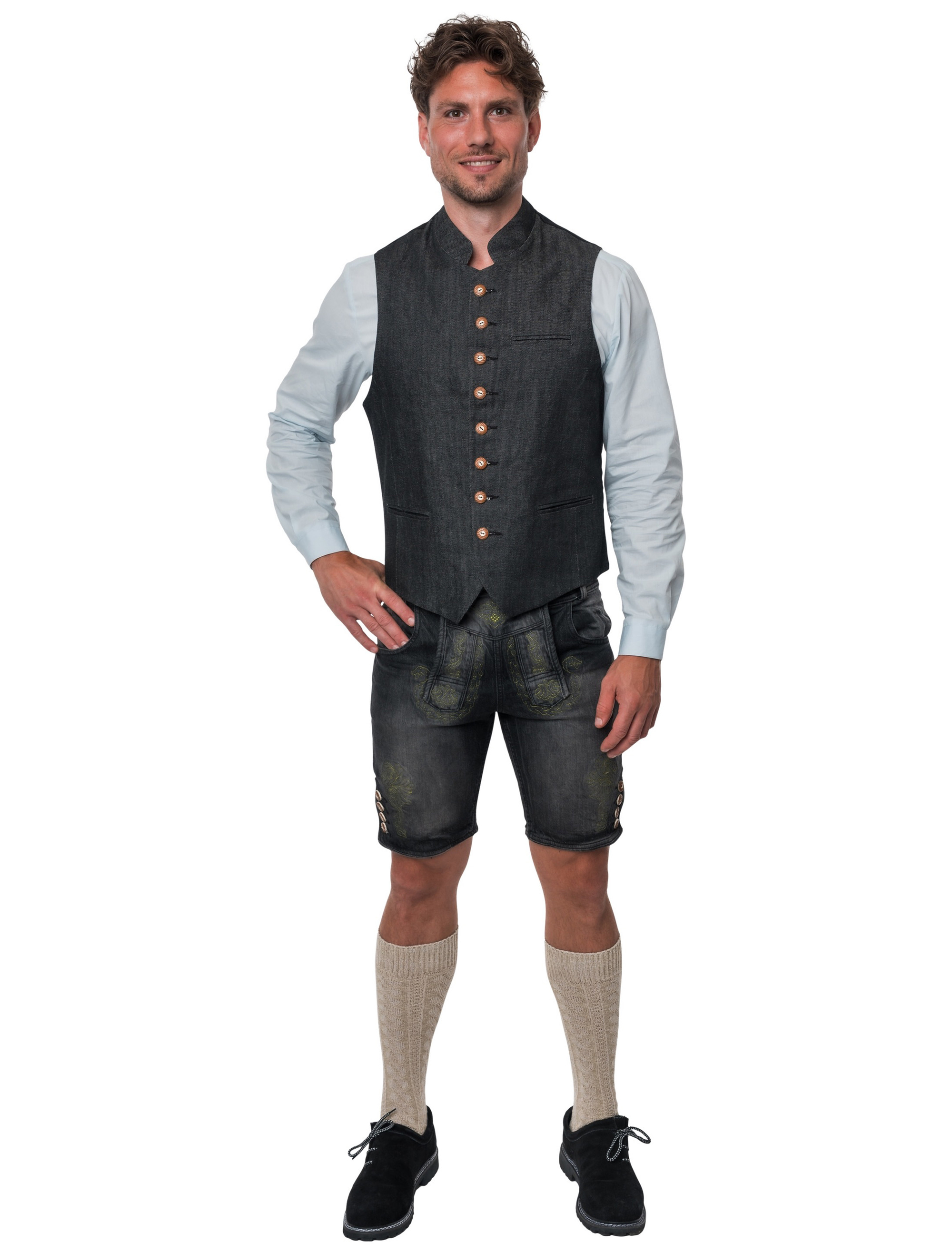 Trachtenweste Jeans Herren schwarz S