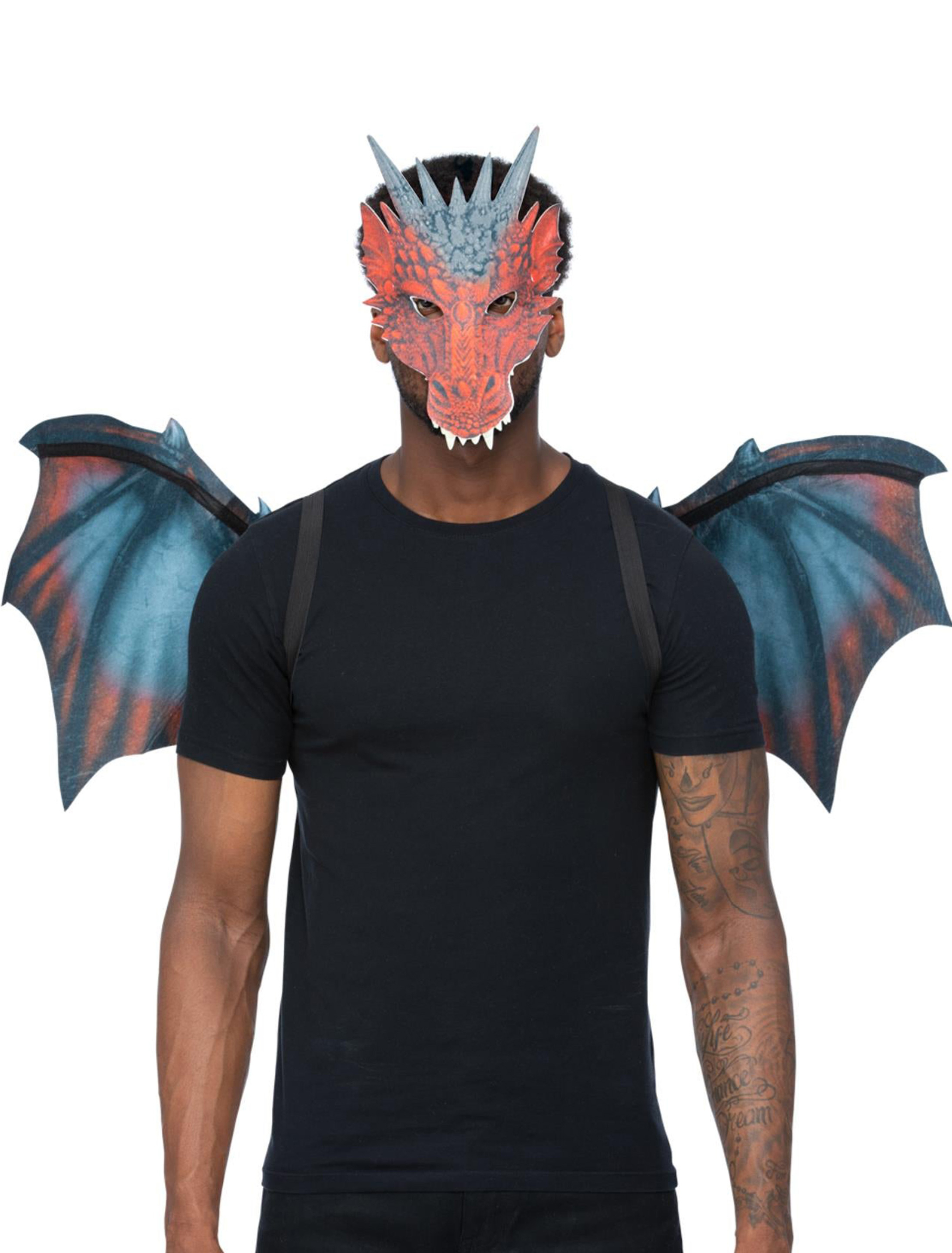 Set Drache 2-tlg. schwarz/rot
