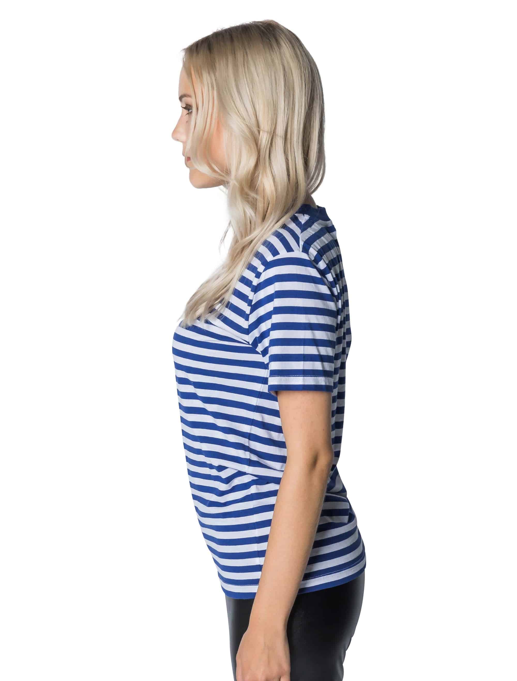 Ringelpulli kurzarm Unisex blau/weiß S
