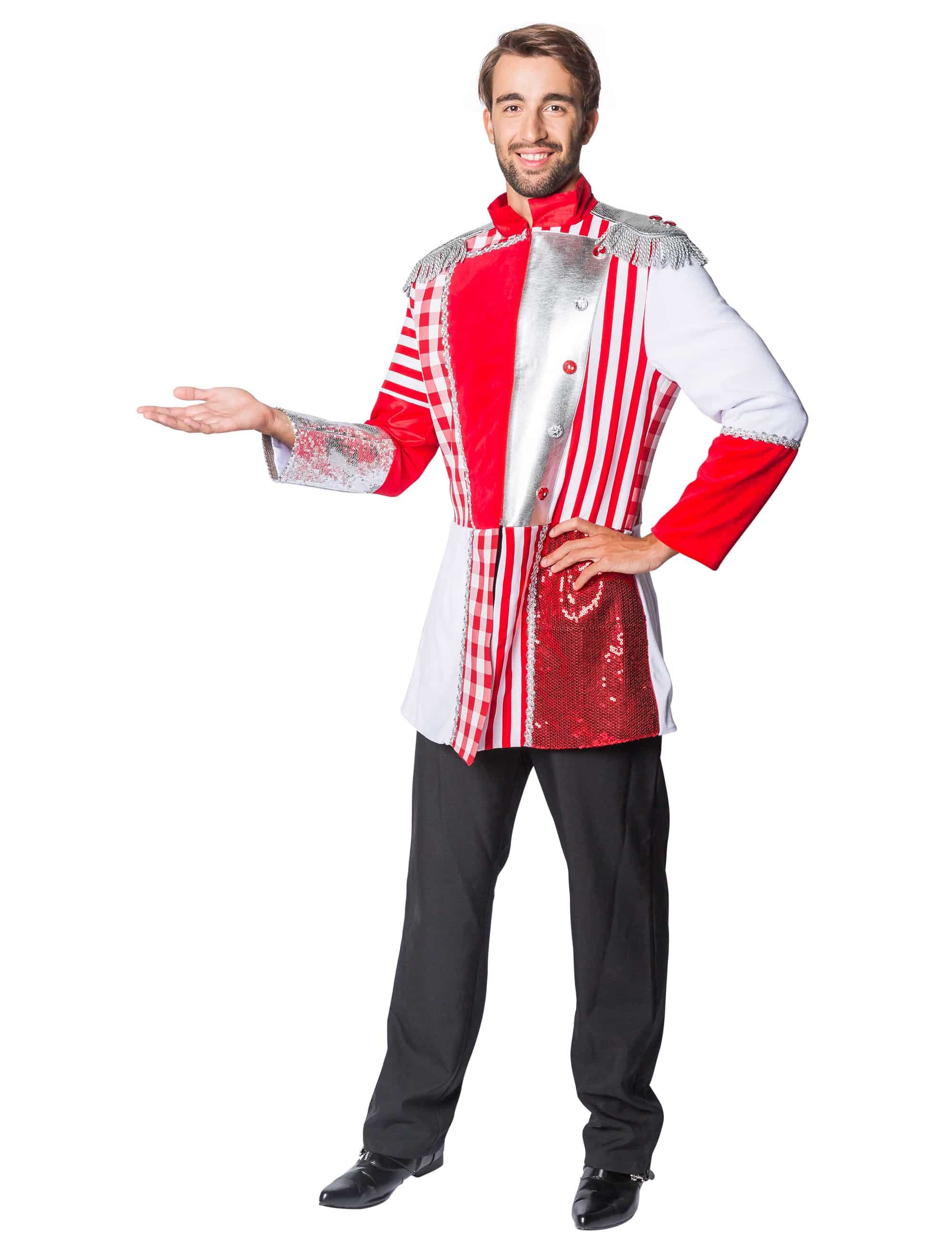 Mantel deluxe Herren rot/weiß S