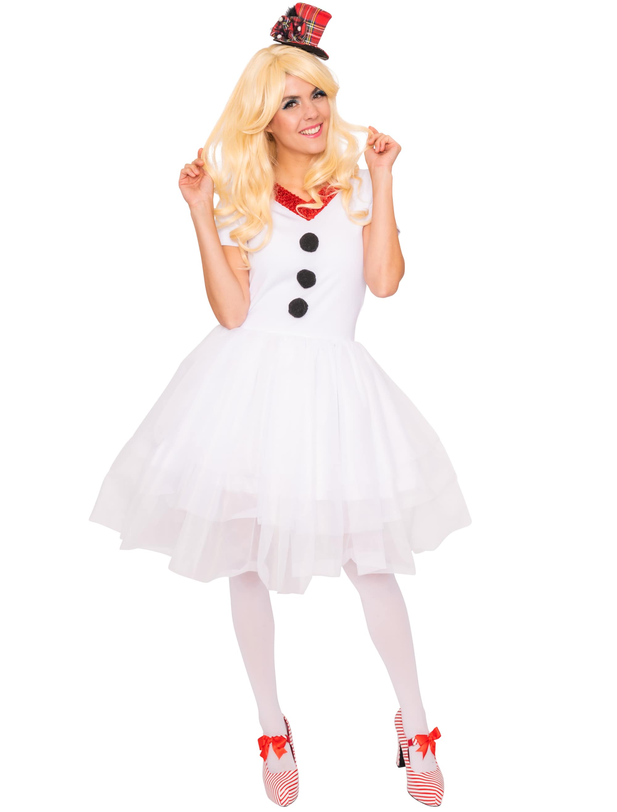 Kleid Schneemann Damen weiß L