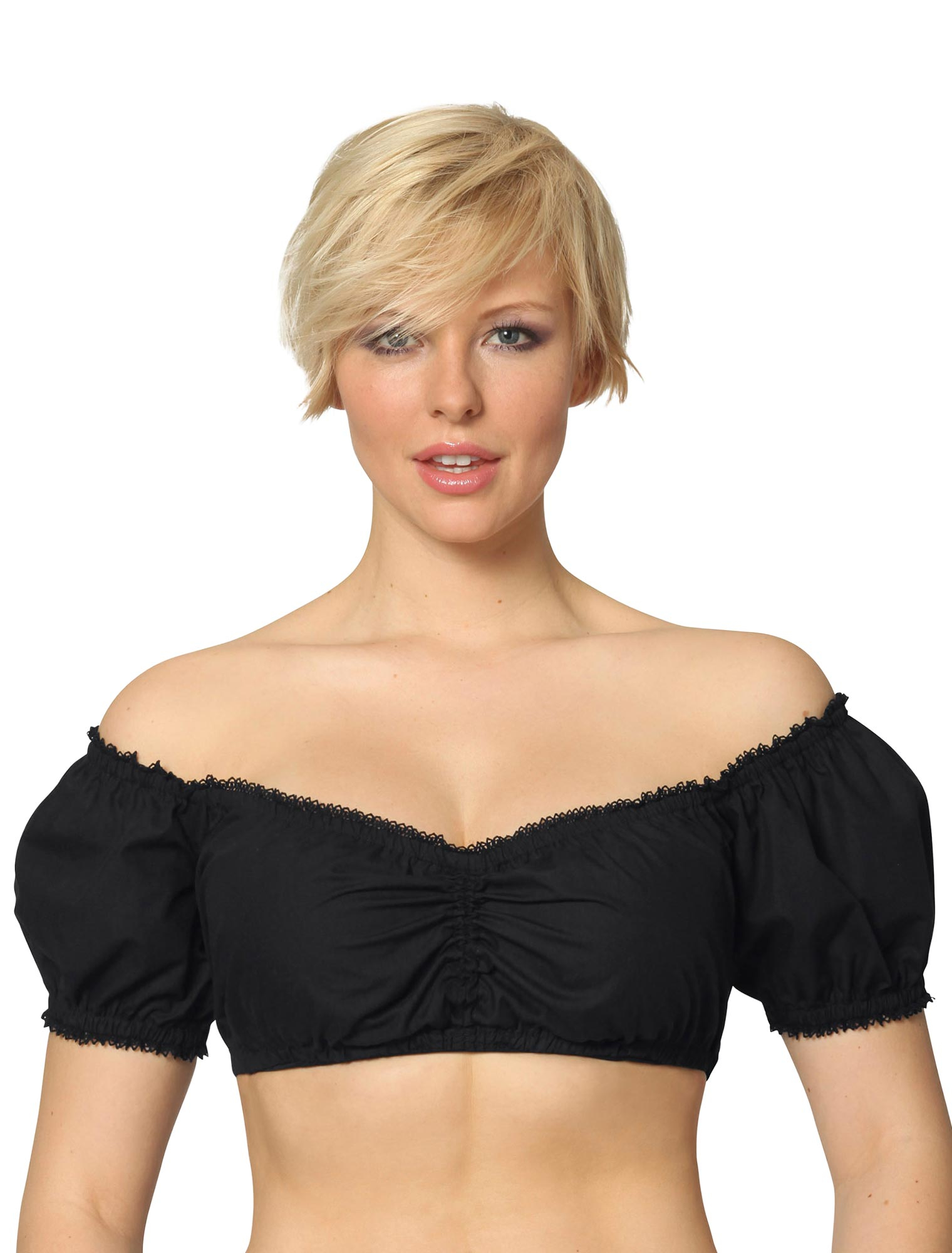 Dirndlbluse Georgette Damen schwarz 34