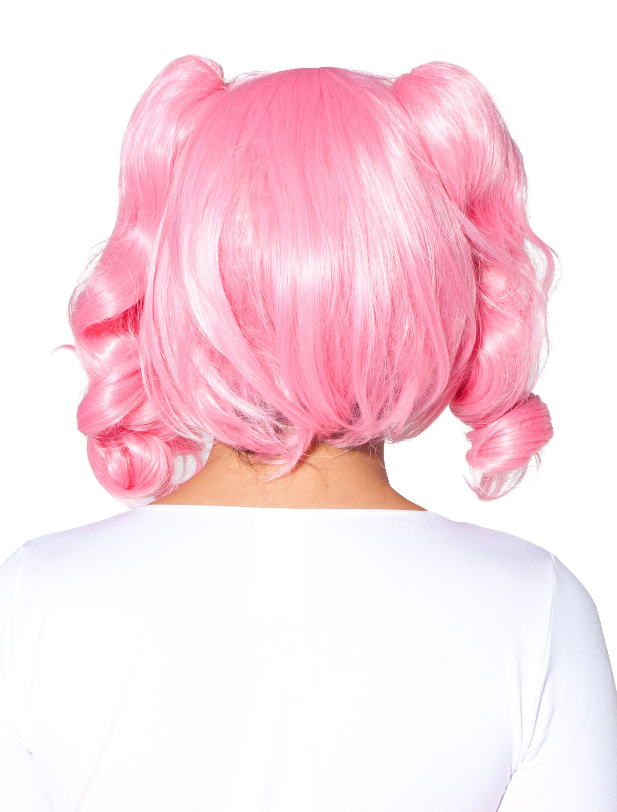 Perücke Zöpfe seitlich mit Pony pink one size