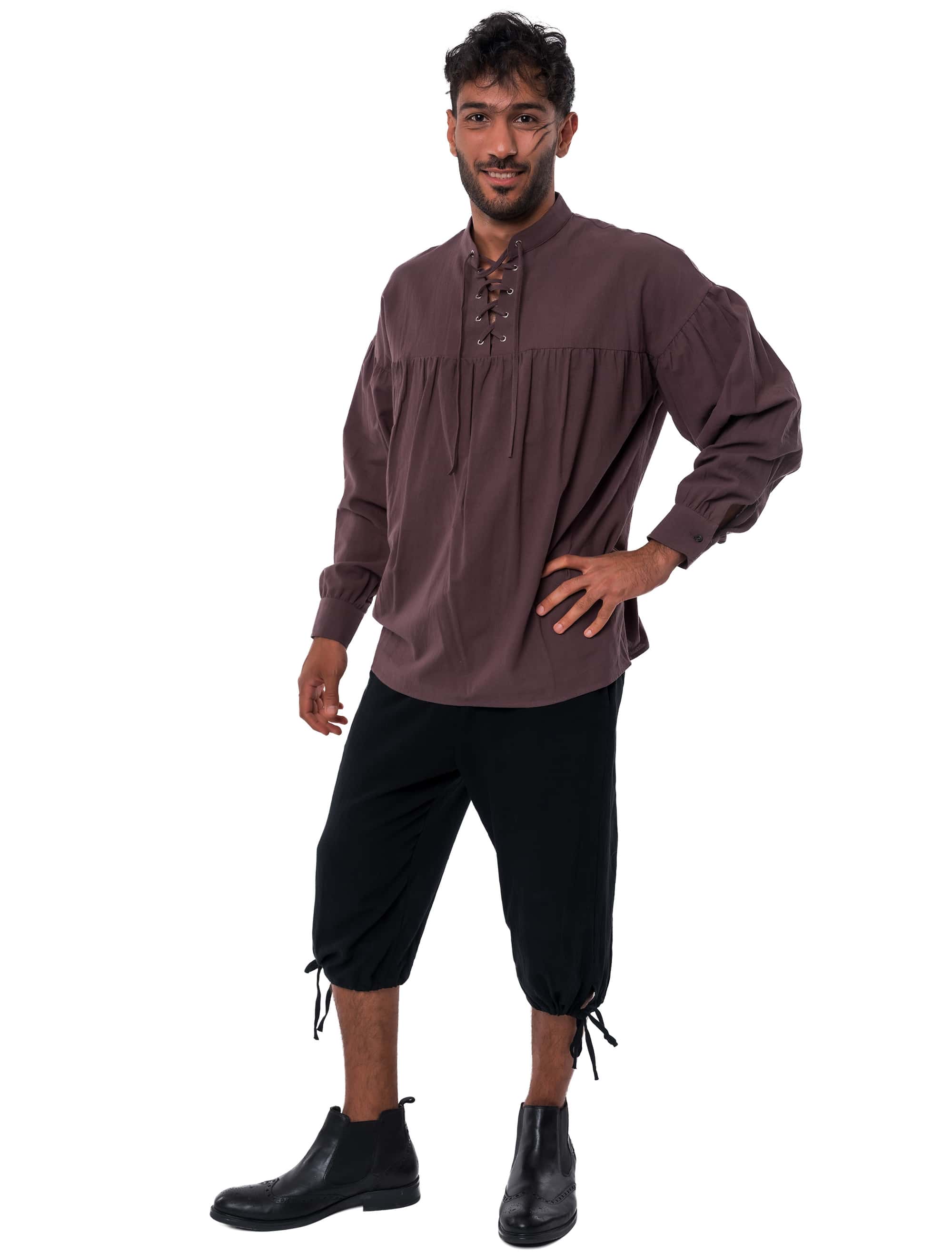 Hemd Pirat mit Schnürung Herren braun S/M