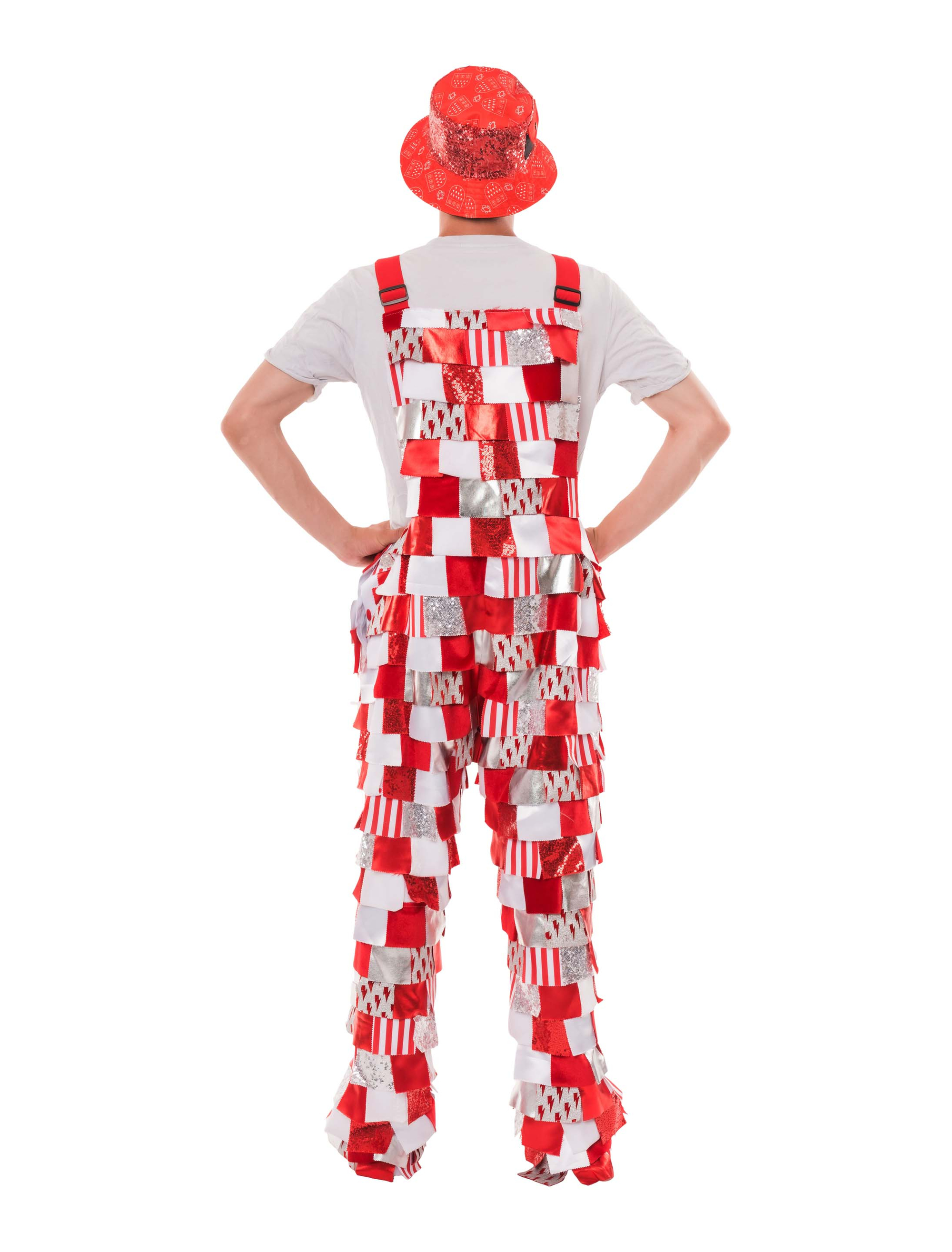 Latzhose Lappen deluxe rot/weiß 58