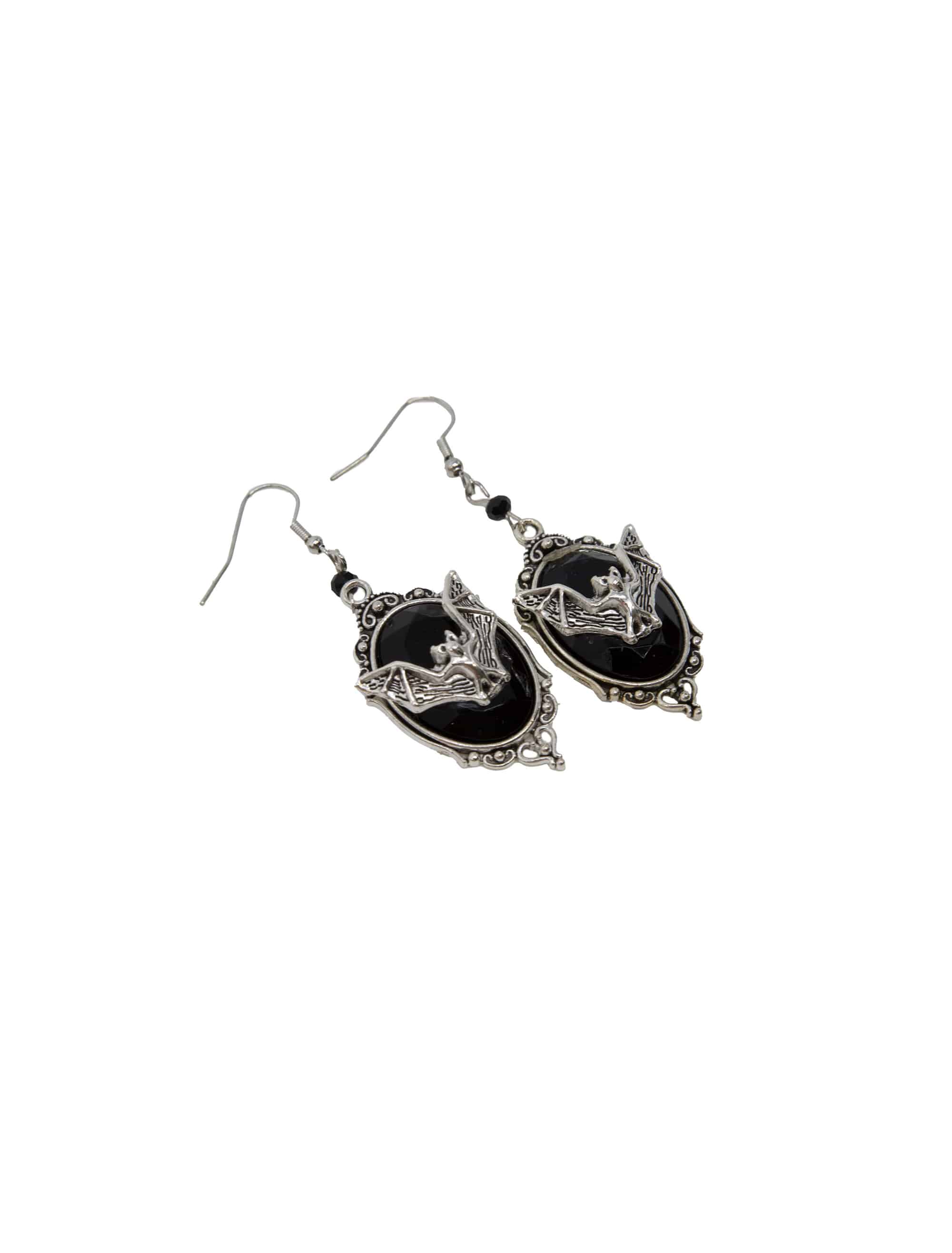 Ohrringe Fledermaus silber/schwarz
