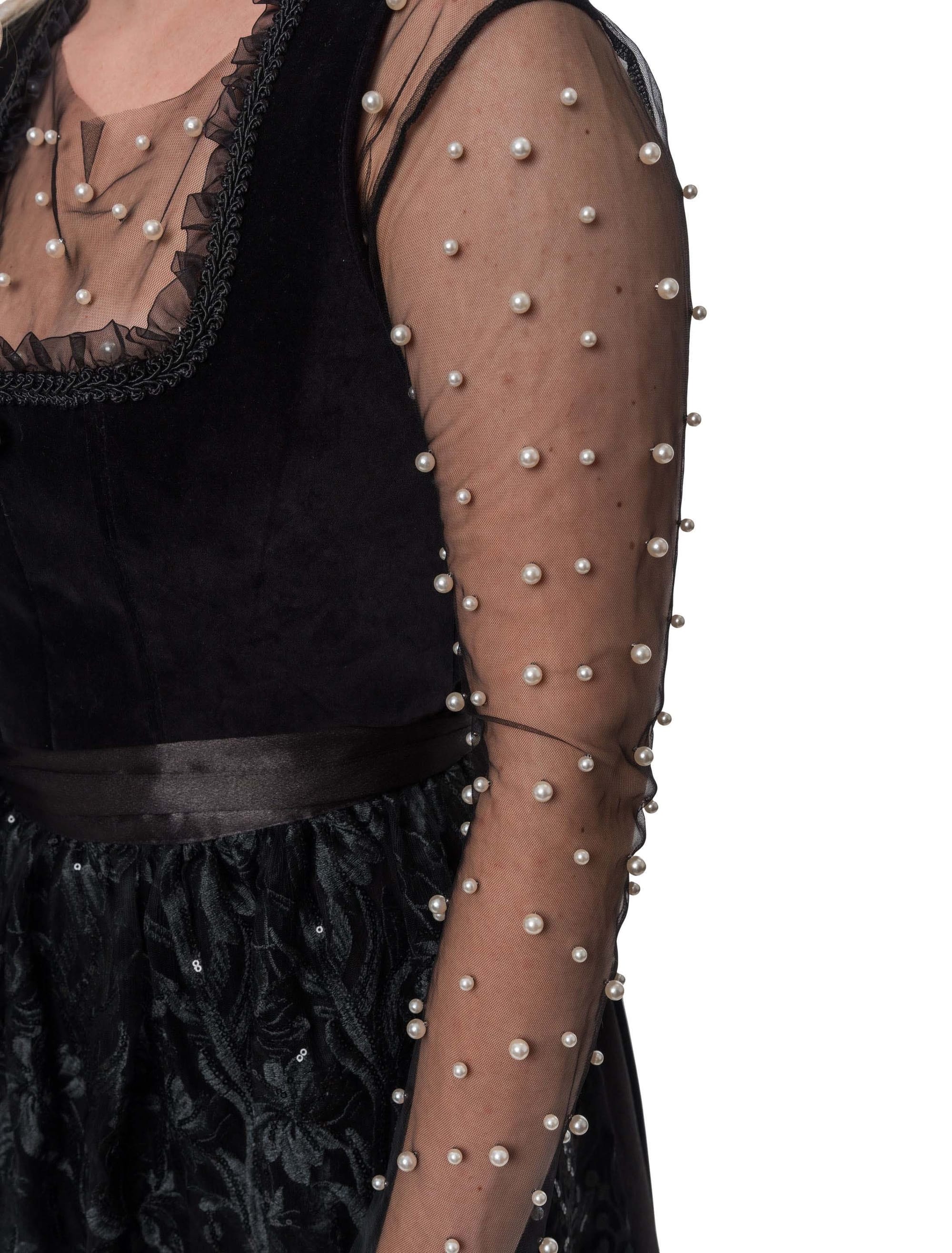Oberteil Mesh mit Perlen schwarz L/XL