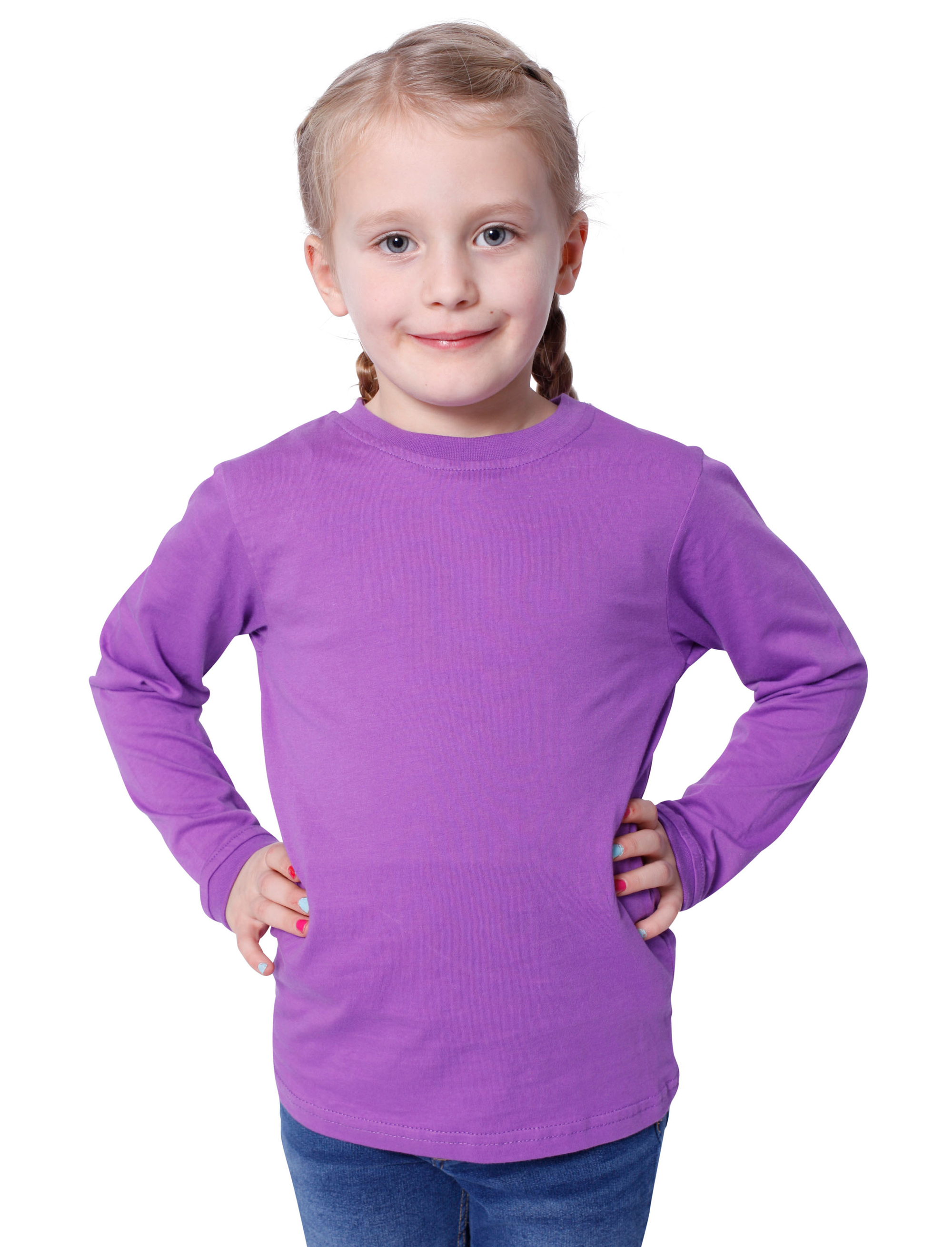 Shirt langarm Kinder lila 140