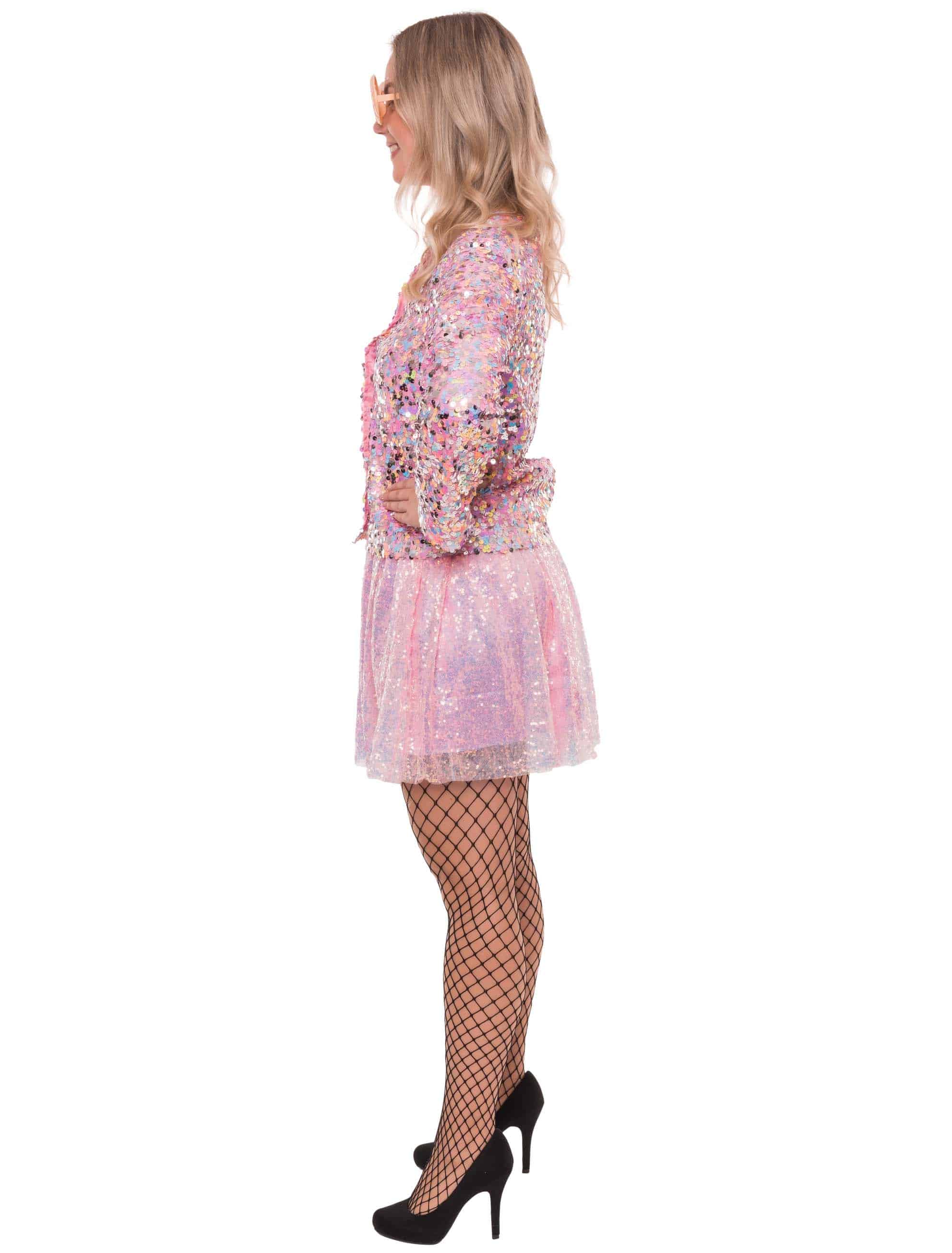Rock Pailletten Damen rosa one size