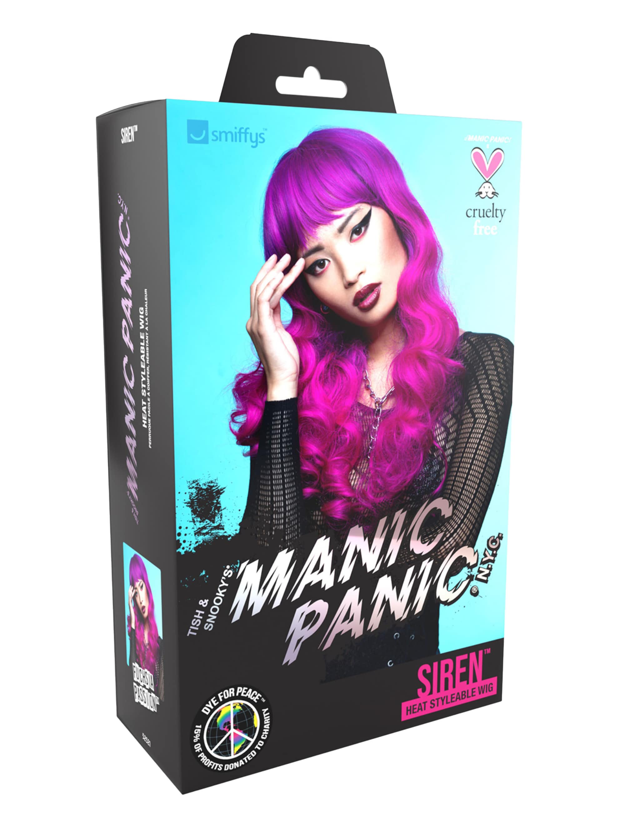 Perücke Langhaar lockig mit Pony fuchsia