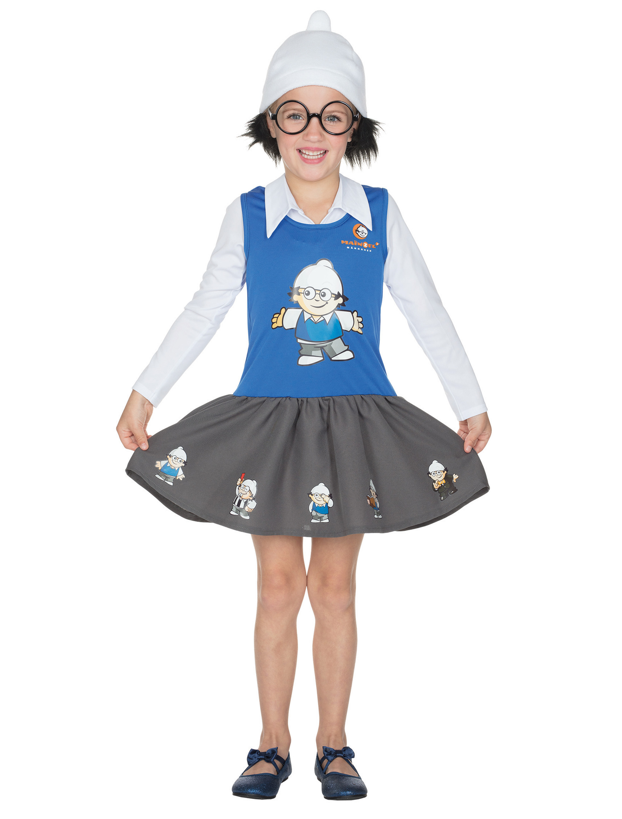 Mainzelmädchen Det Kinder blau/weiß 3-tlg. weiß/blau 128