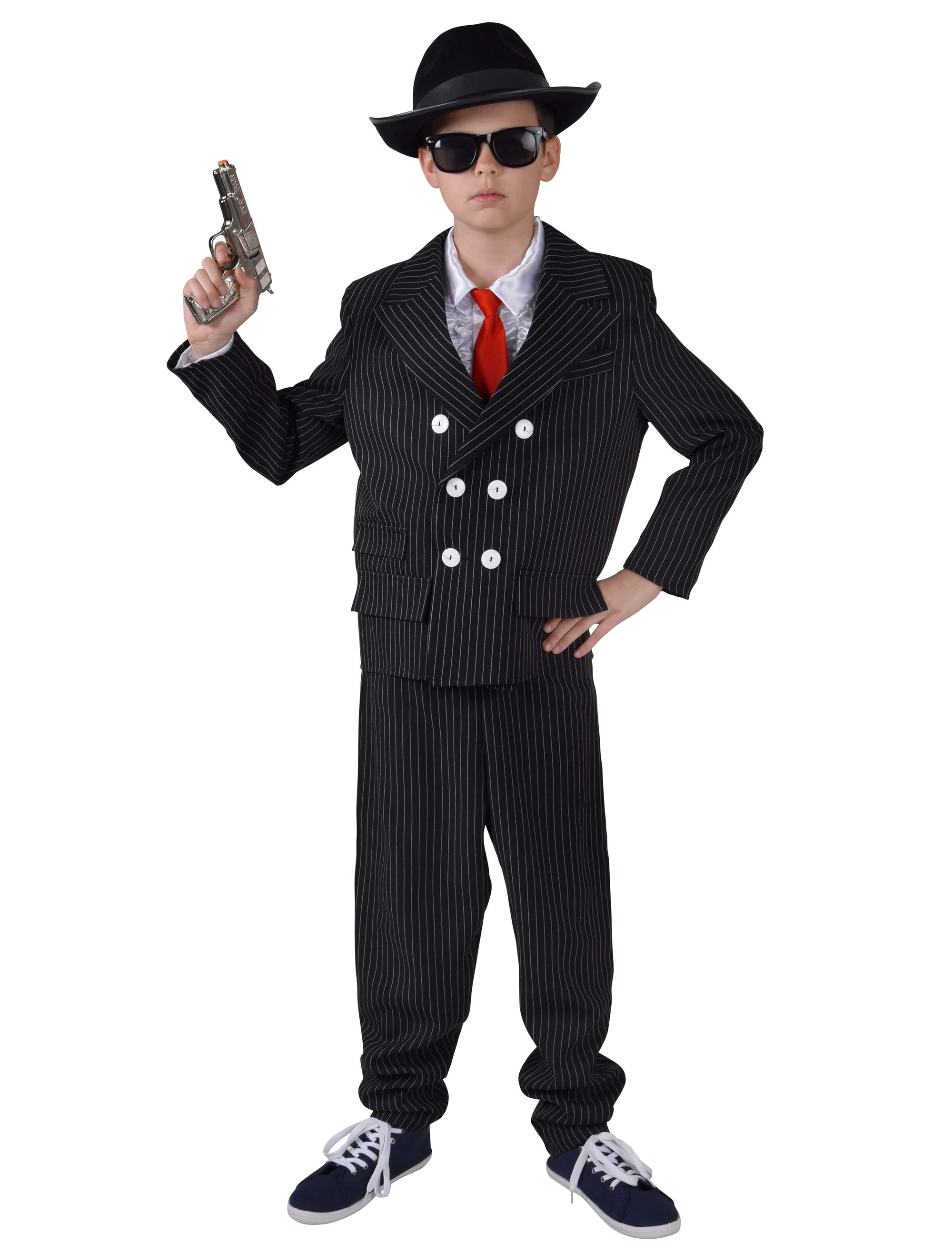 Anzug Gangster Kinder 2-tlg. Jungen schwarz 128