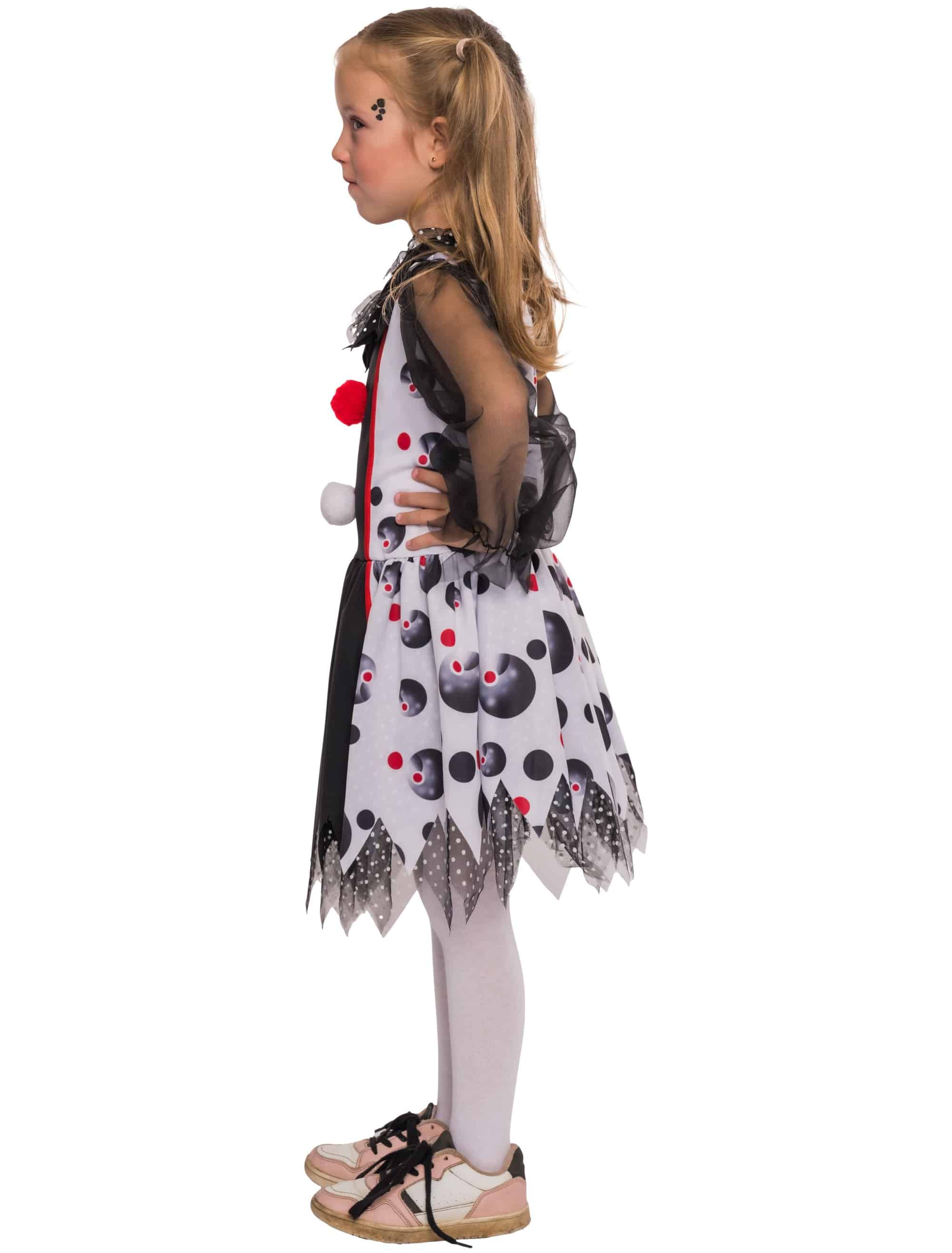 Kleid Zirkusclown Mädchen schwarz/weiß 128/140