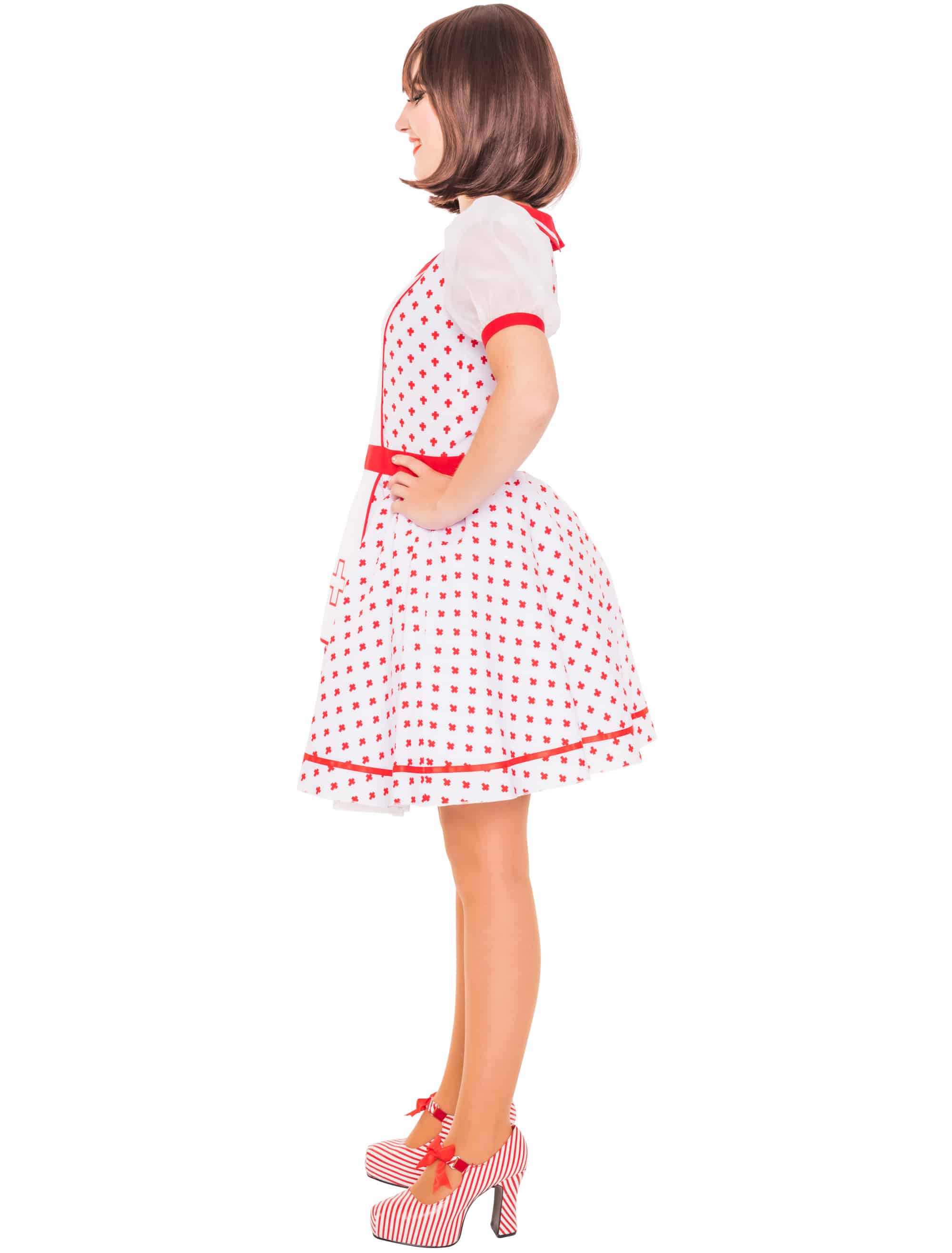Kleid Krankenschwester mit Kreuz Damen rot/weiß S