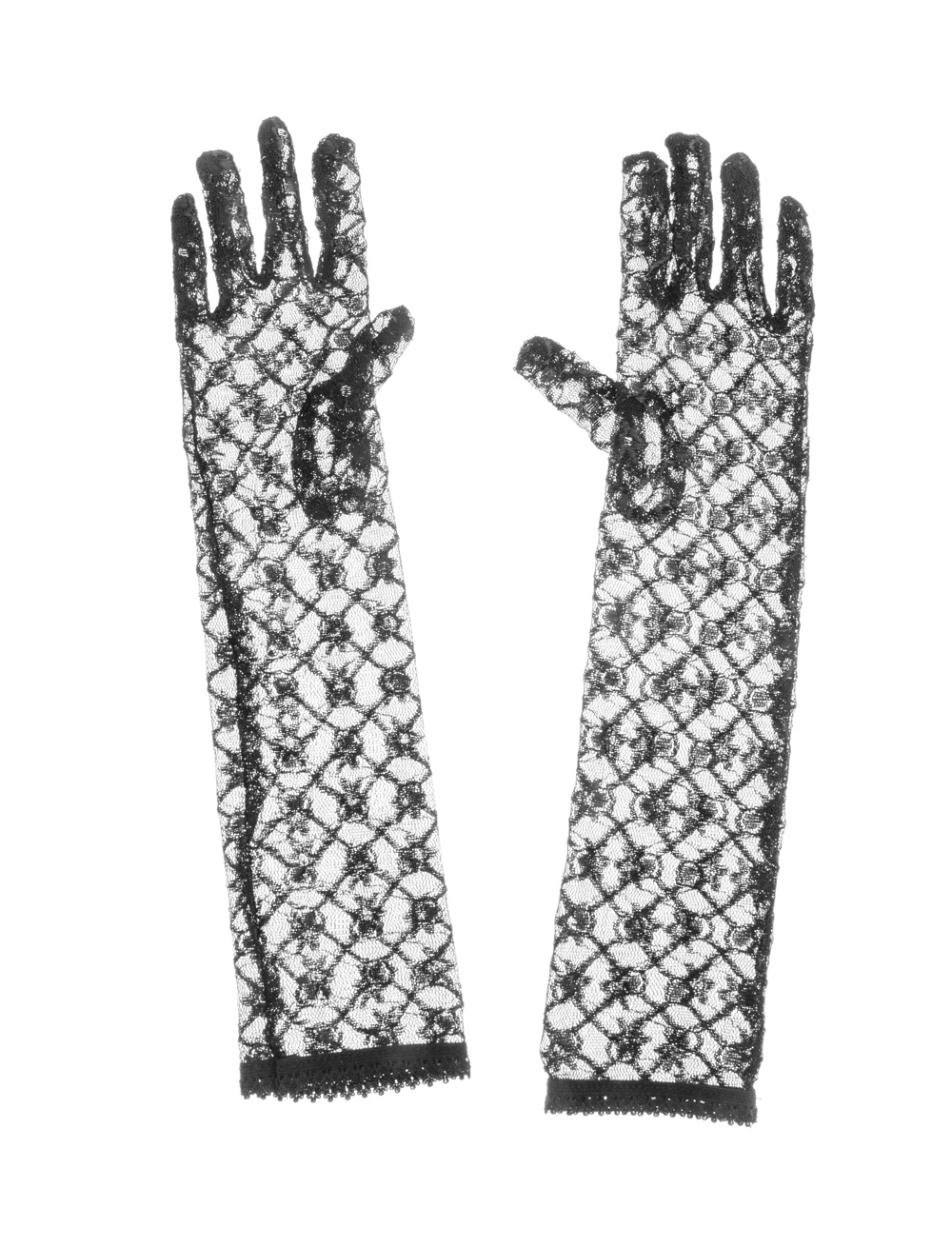 Spitzenhandschuhe lang Damen schwarz one size