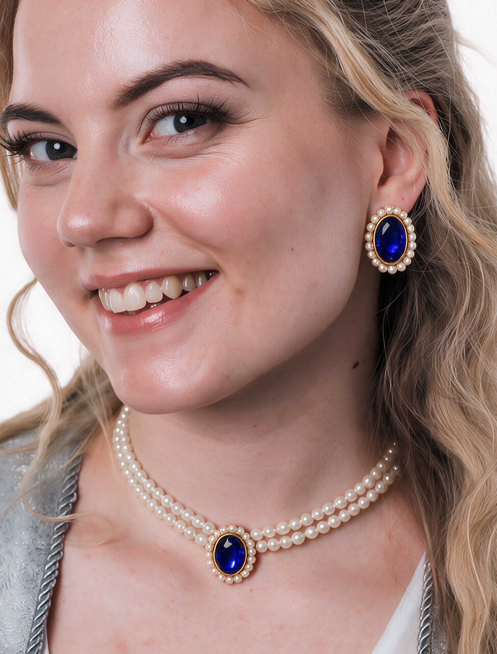 Schmuckset 2-tlg. blau/weiß