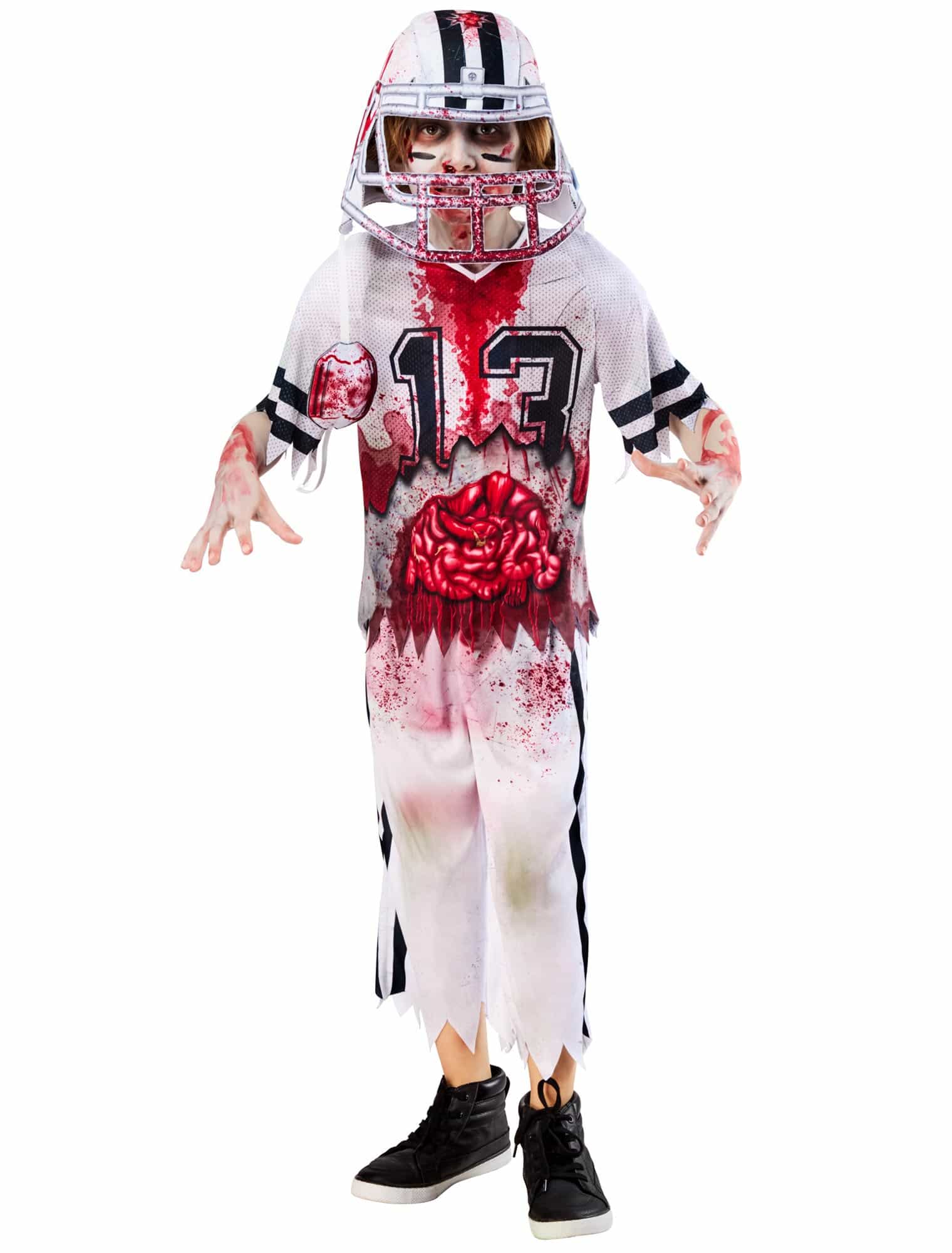 Kostüm Zombie Footballer 3-tlg. Kinder weiß/rot 146/152