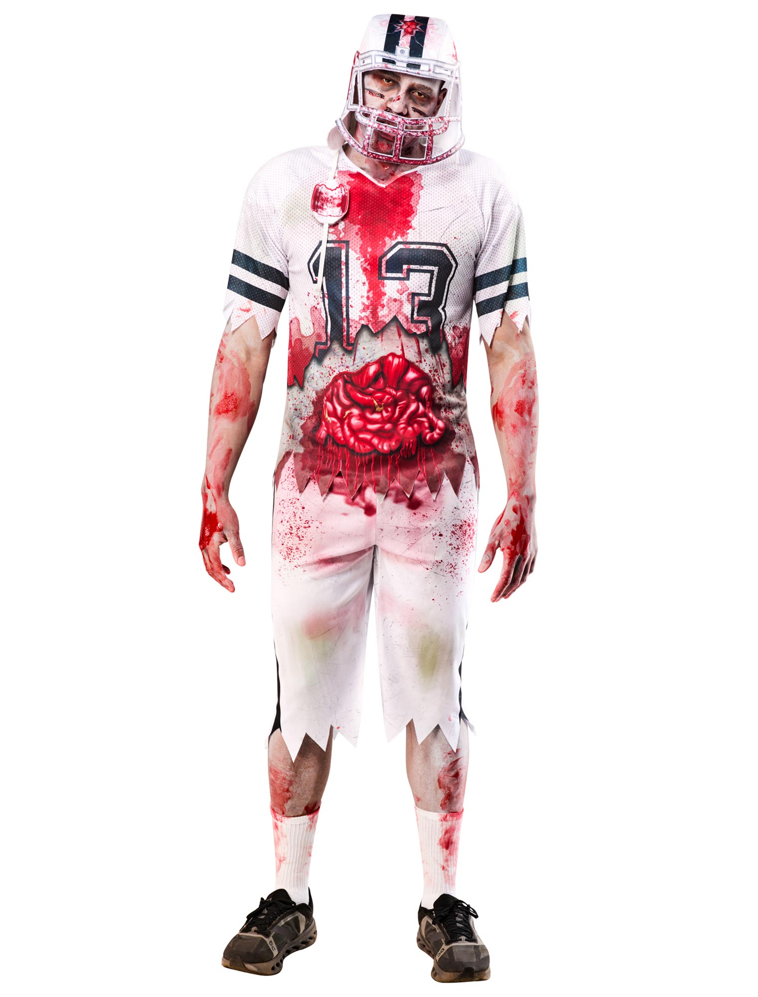 Kostüm Zombie Footballer 3-tlg. Herren weiß/rot L