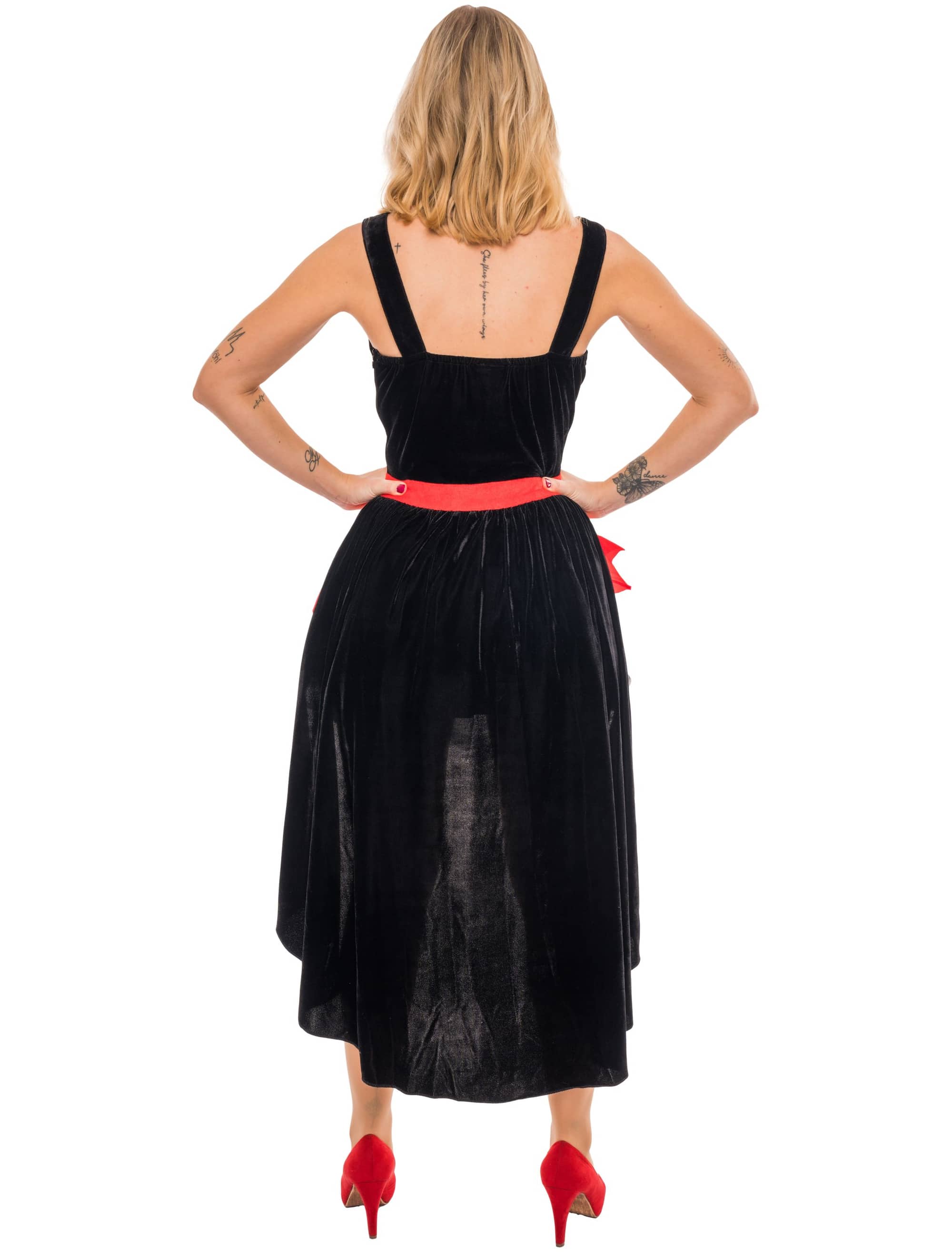 Kleid Herzkönigin Damen schwarz/weiß/rot XS