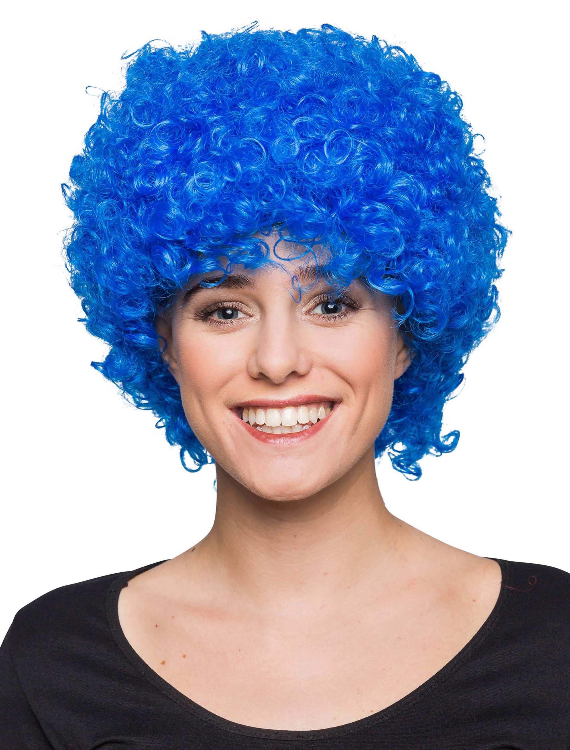 Perücke Clown Locken blau one size