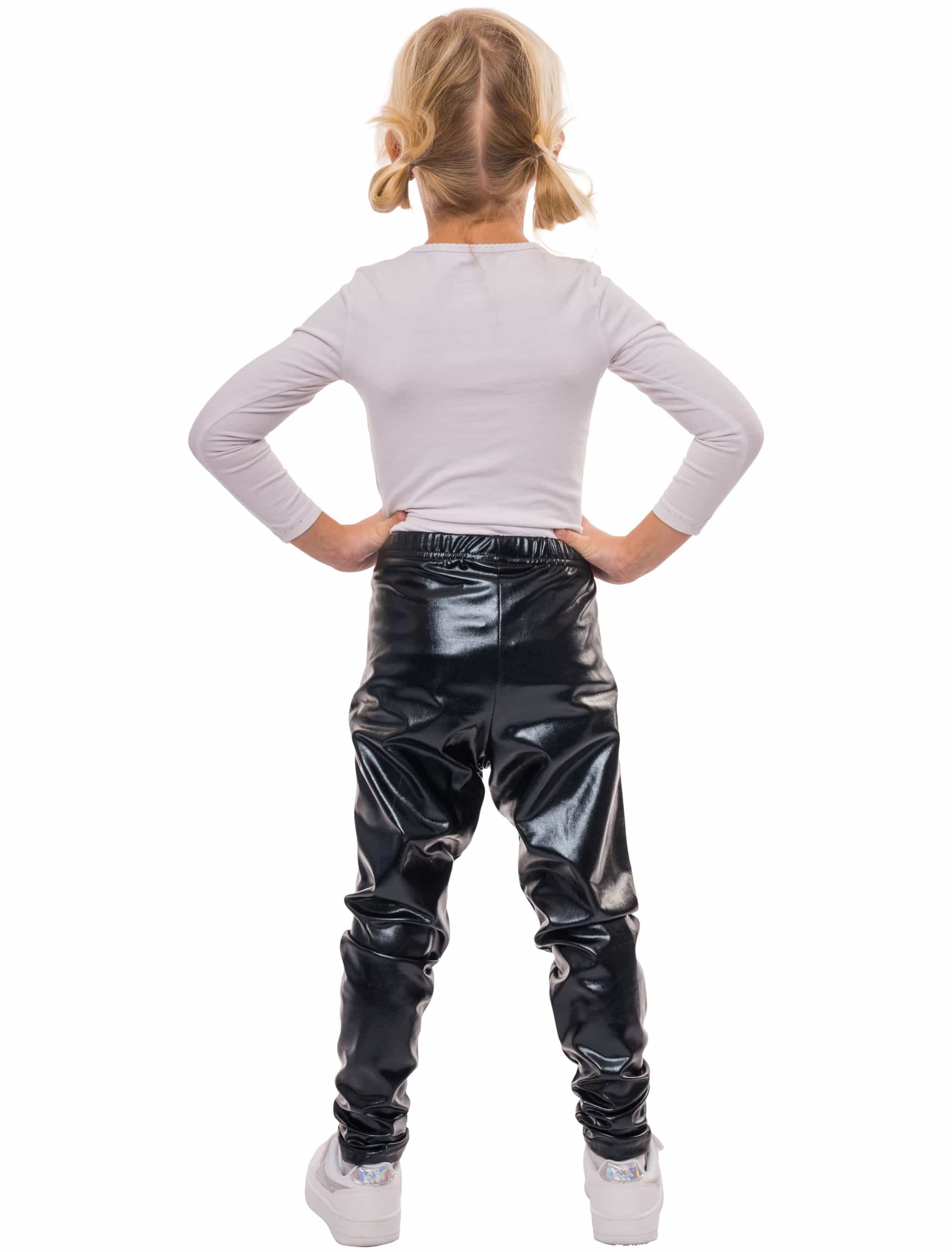 Leggings Kinder metallic Mädchen schwarz 104-116