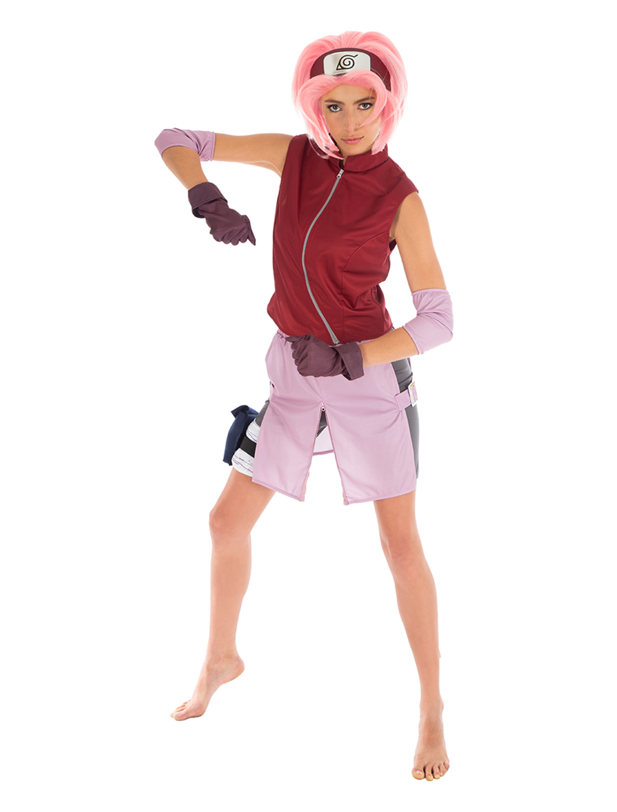 Kostüm Sakura 8-tlg. Damen weinrot/rot XS