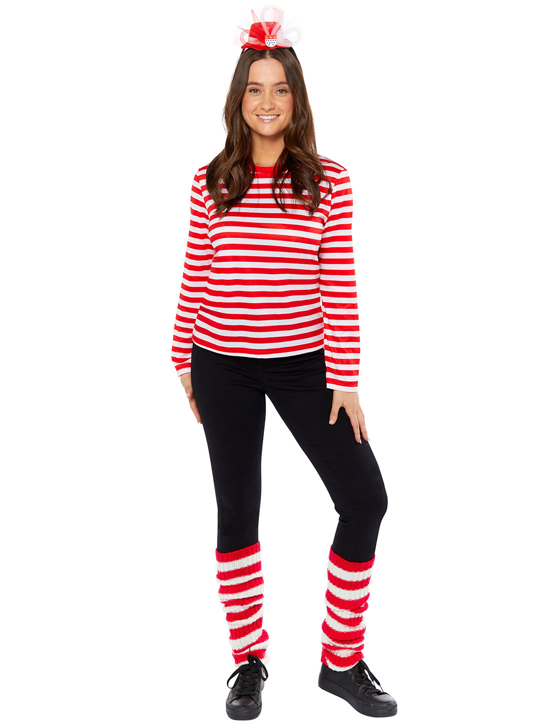 Ringelpulli langarm Damen rot/weiß 34/36