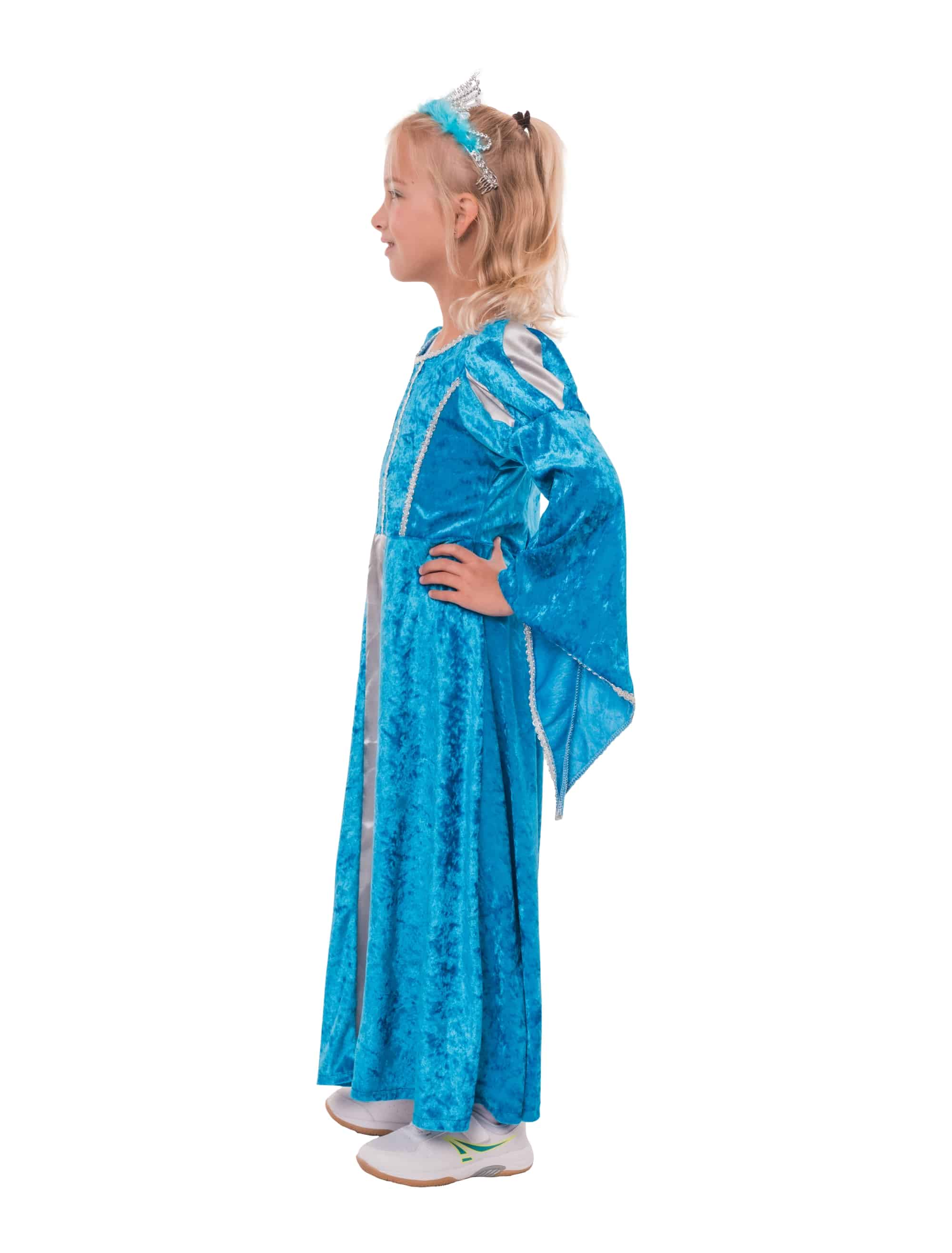Kleid Burgfräulein Kinder blau/silber 128