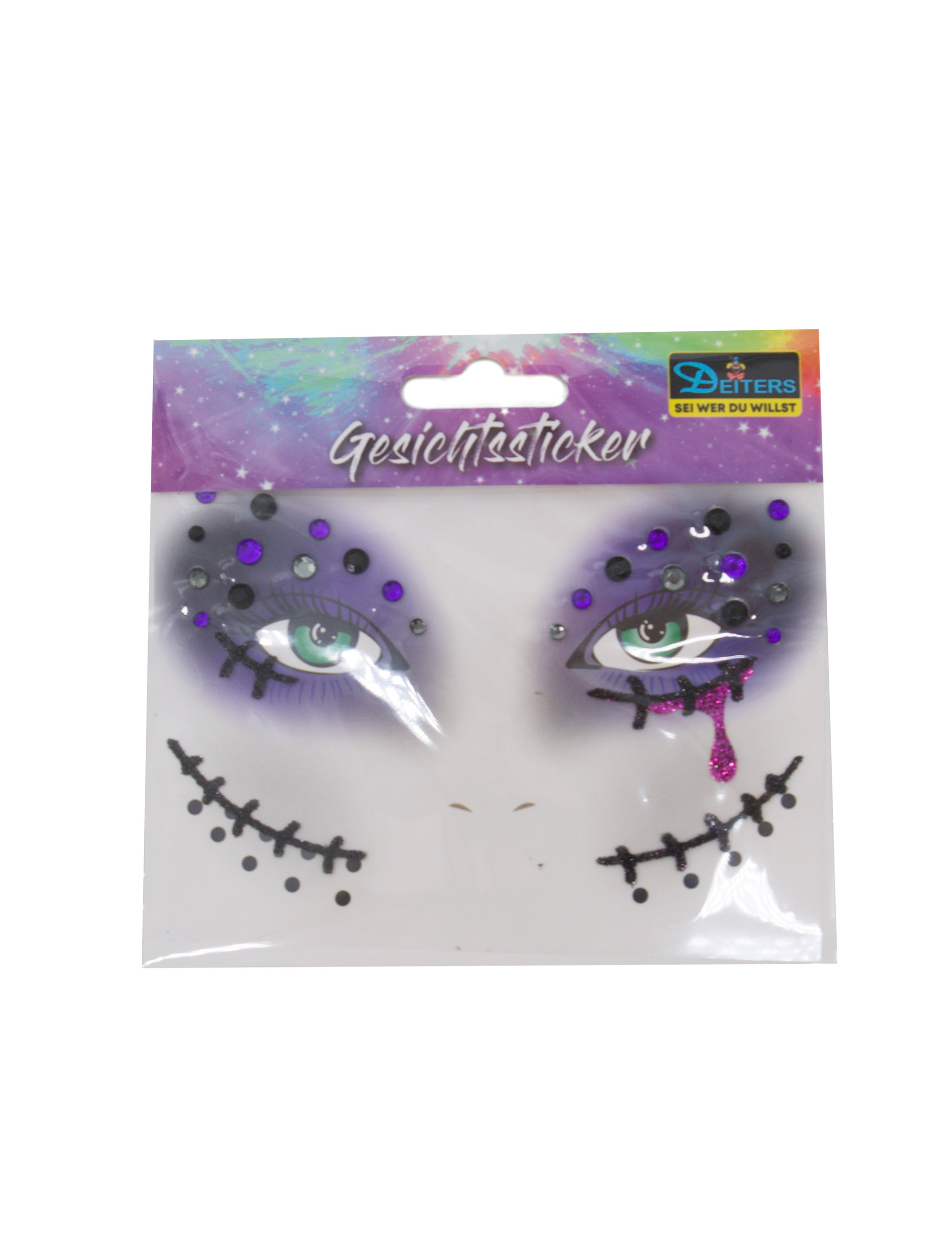 Gesichtssticker Voodoo schwarz/lila