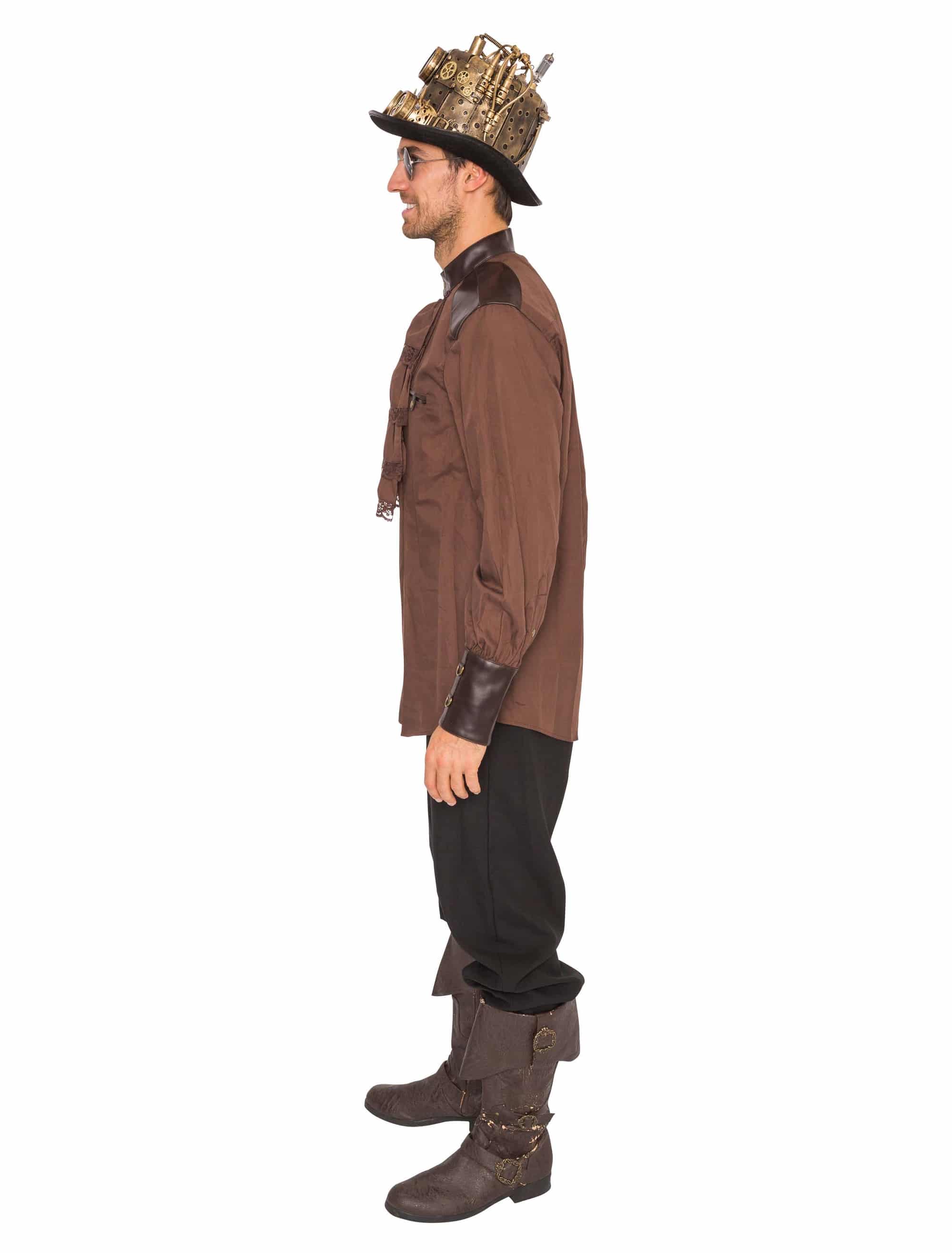 Hemd Steampunk Herren braun XXL