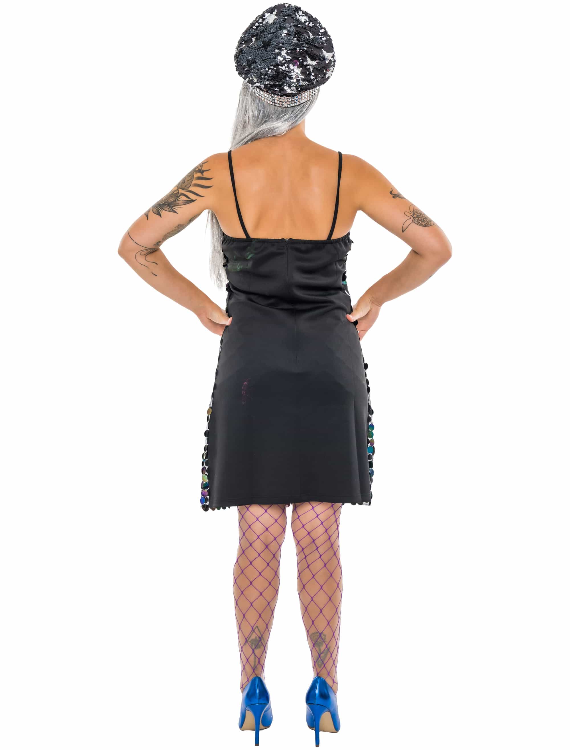 Trägerkleid Pailletten Damen schwarz S