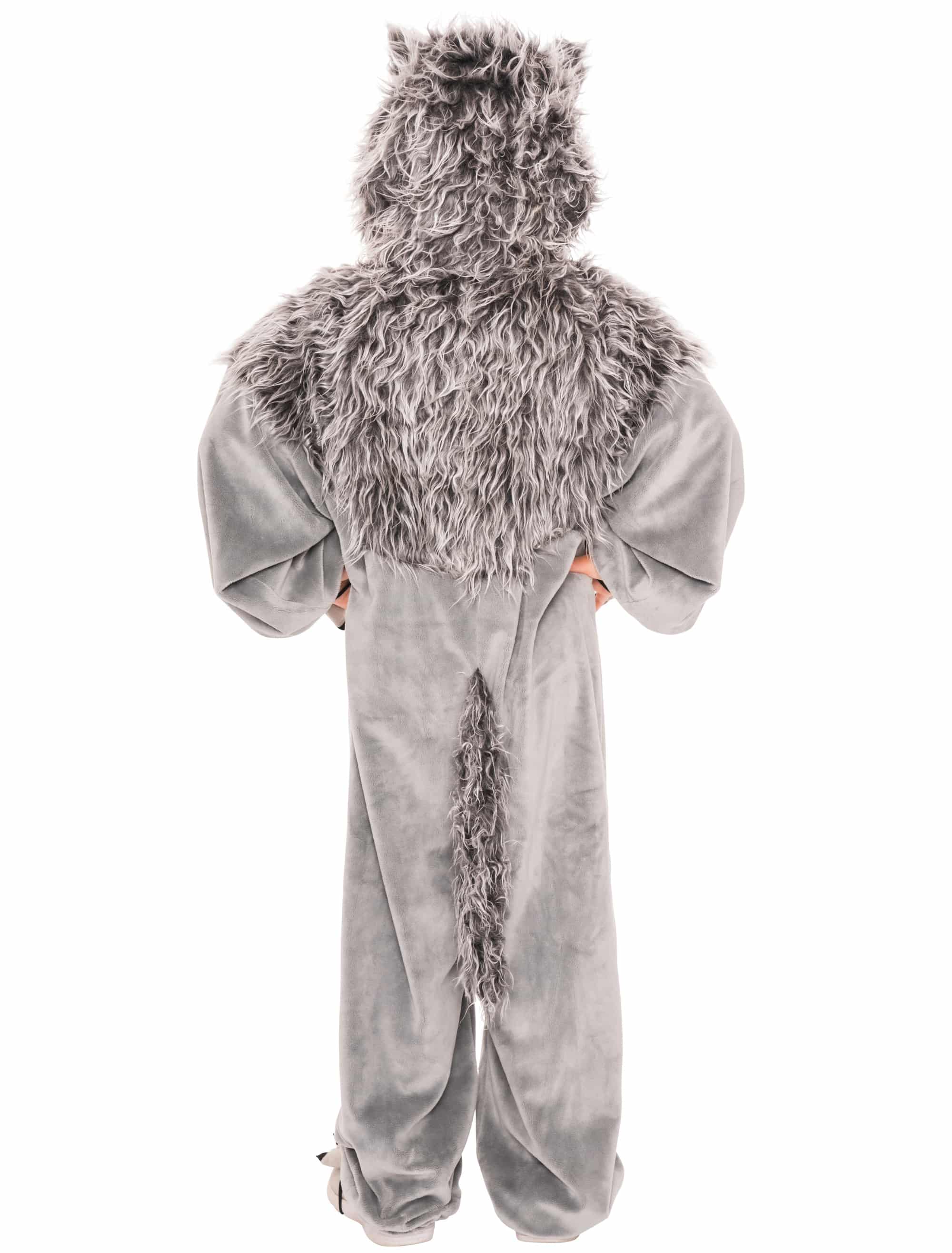 Overall Plüsch Wolf mit Maske Damen grau 34-36