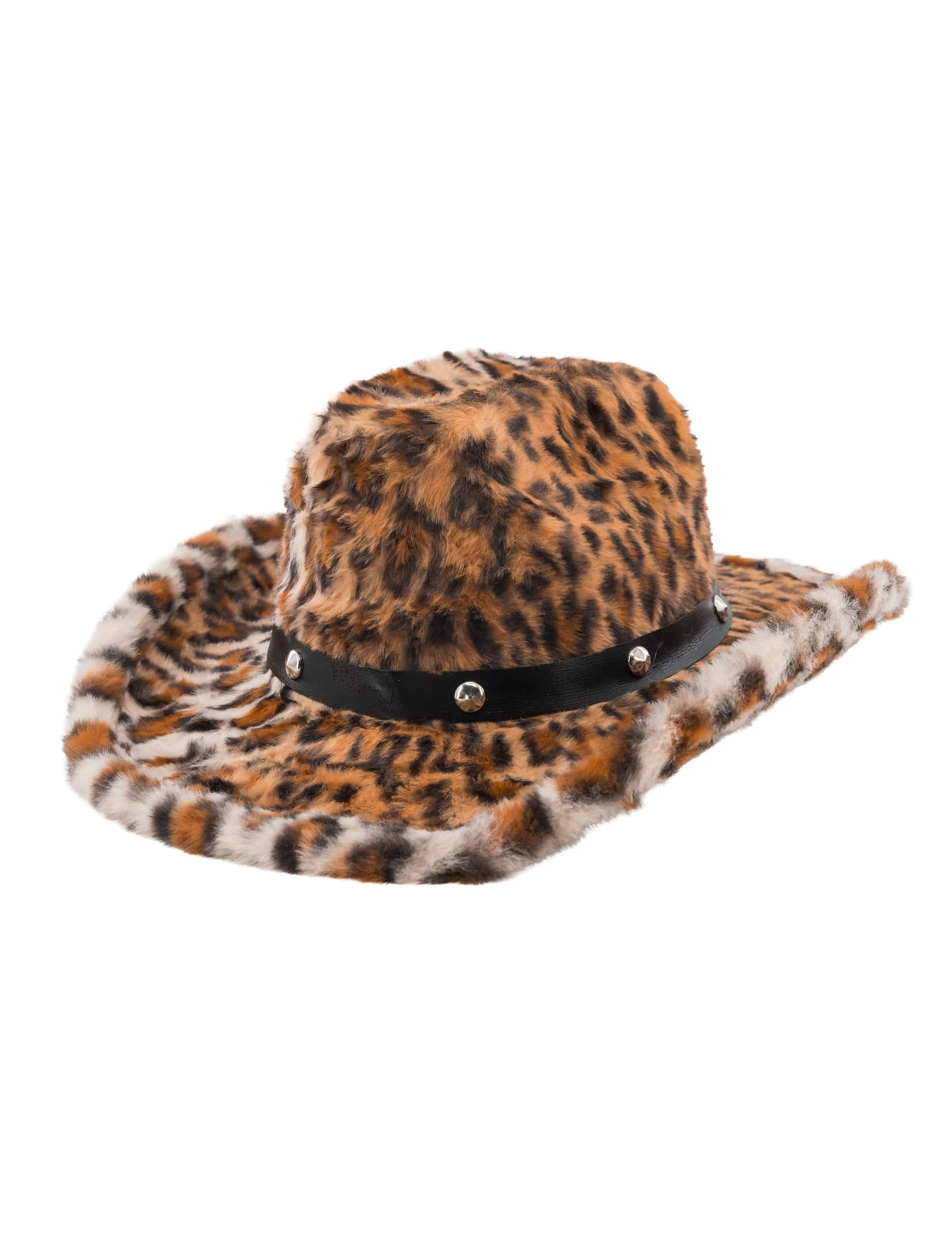 Cowboyhut Plüsch Leopard braun/schwarz one size