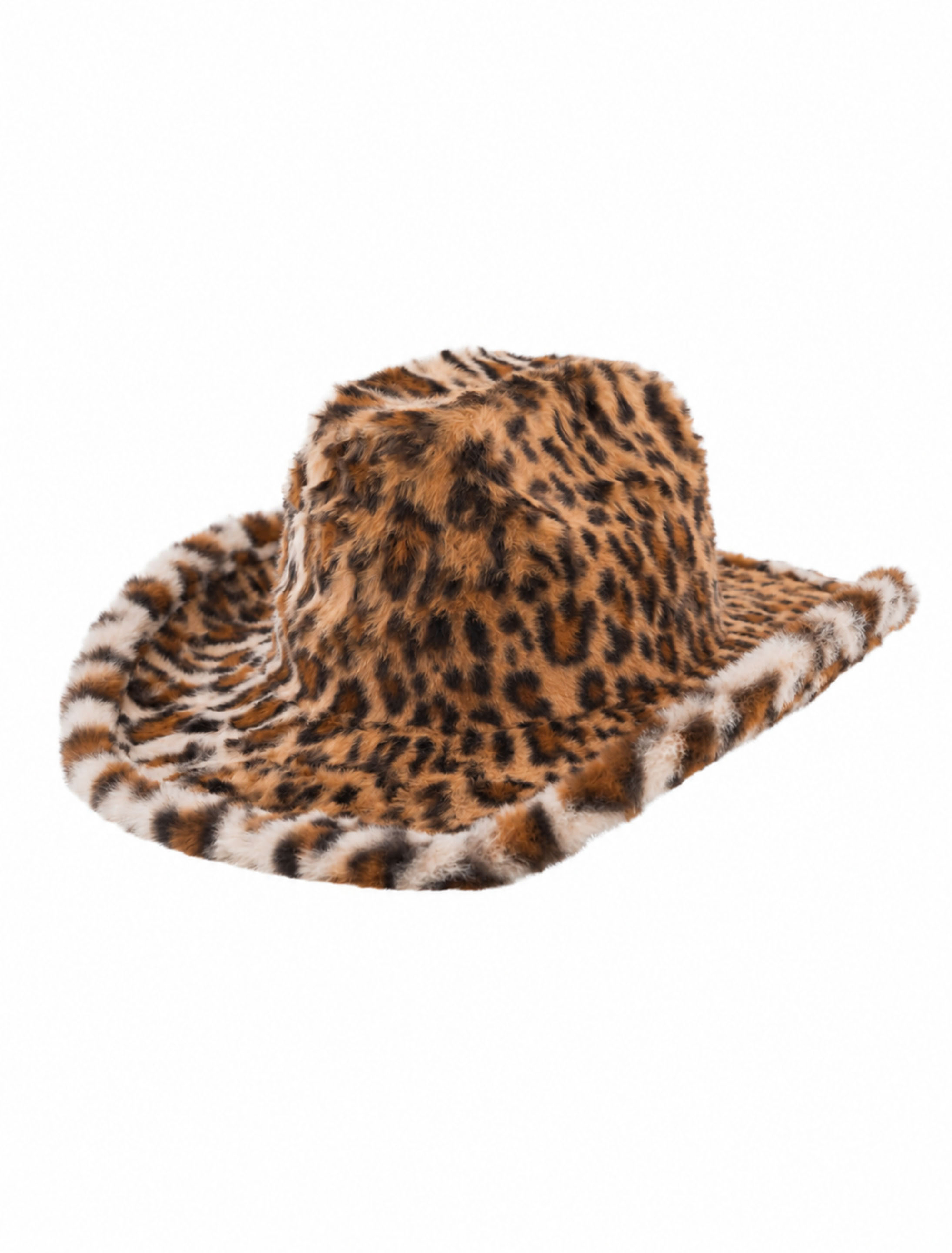 Cowboyhut Plüsch Leopard braun/schwarz one size