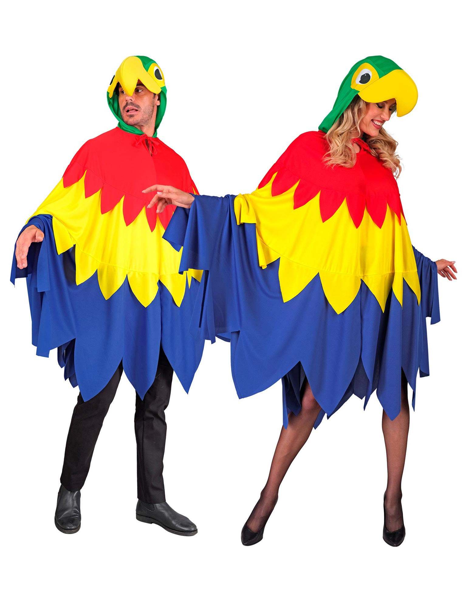 Poncho Papagei bunt one size