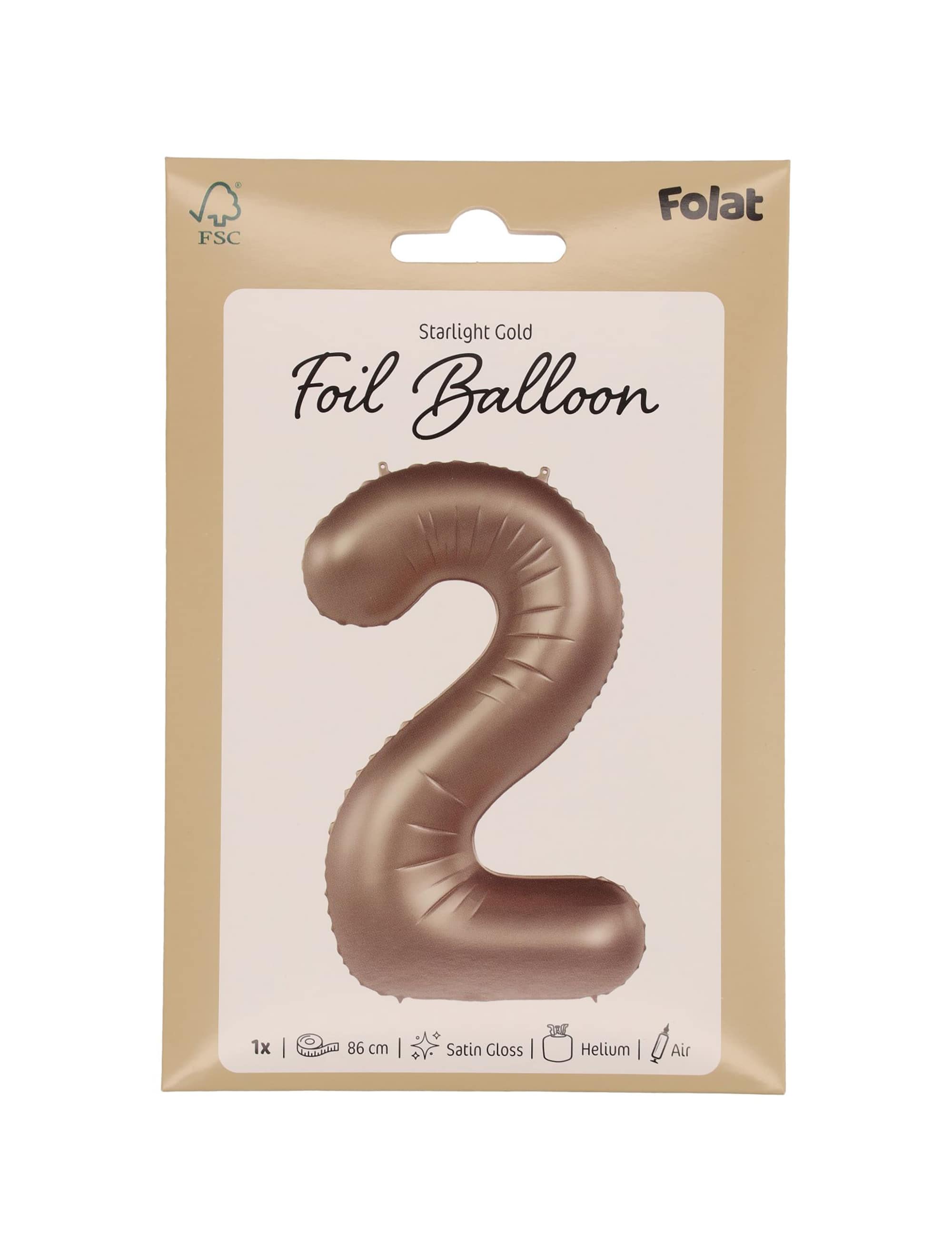 Folienballon Zahl 2 L matt gold